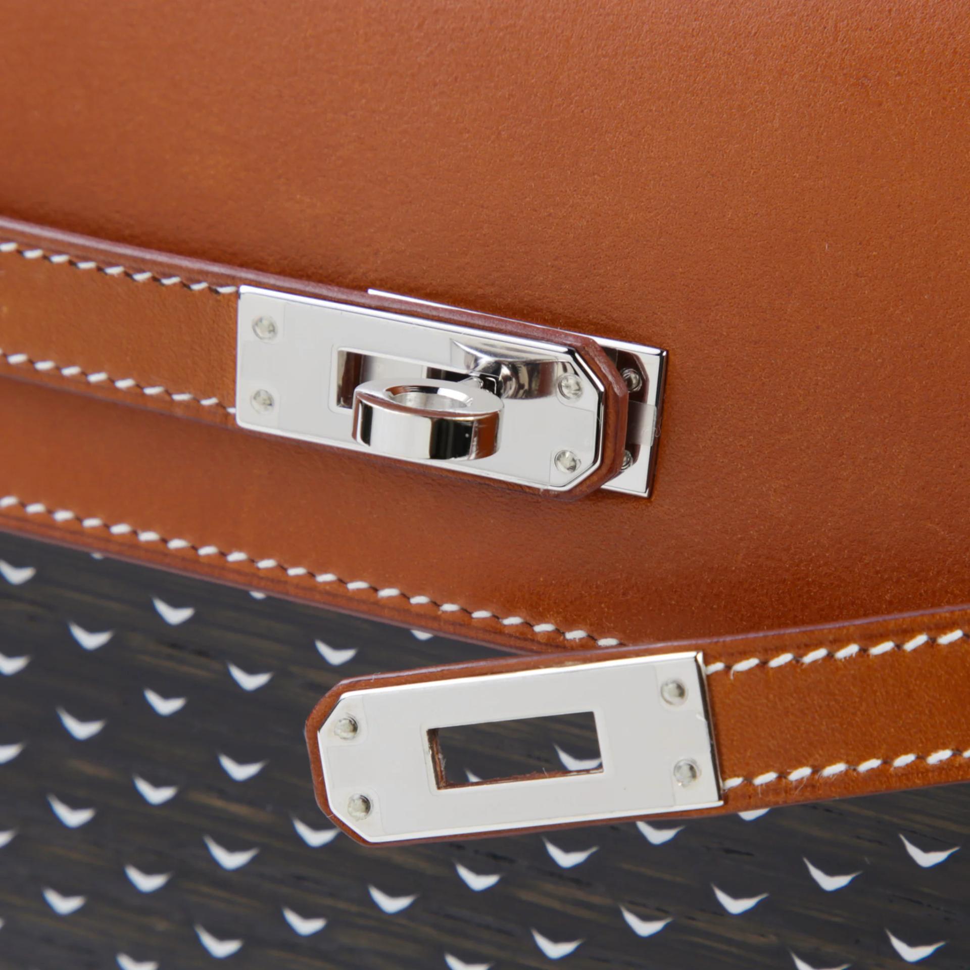 Excellent ( Rank SA ) HERMÈS Limited Edition Kelly Wood 22 Black (89) Barenia Palladium hardware Y (2020) - 9