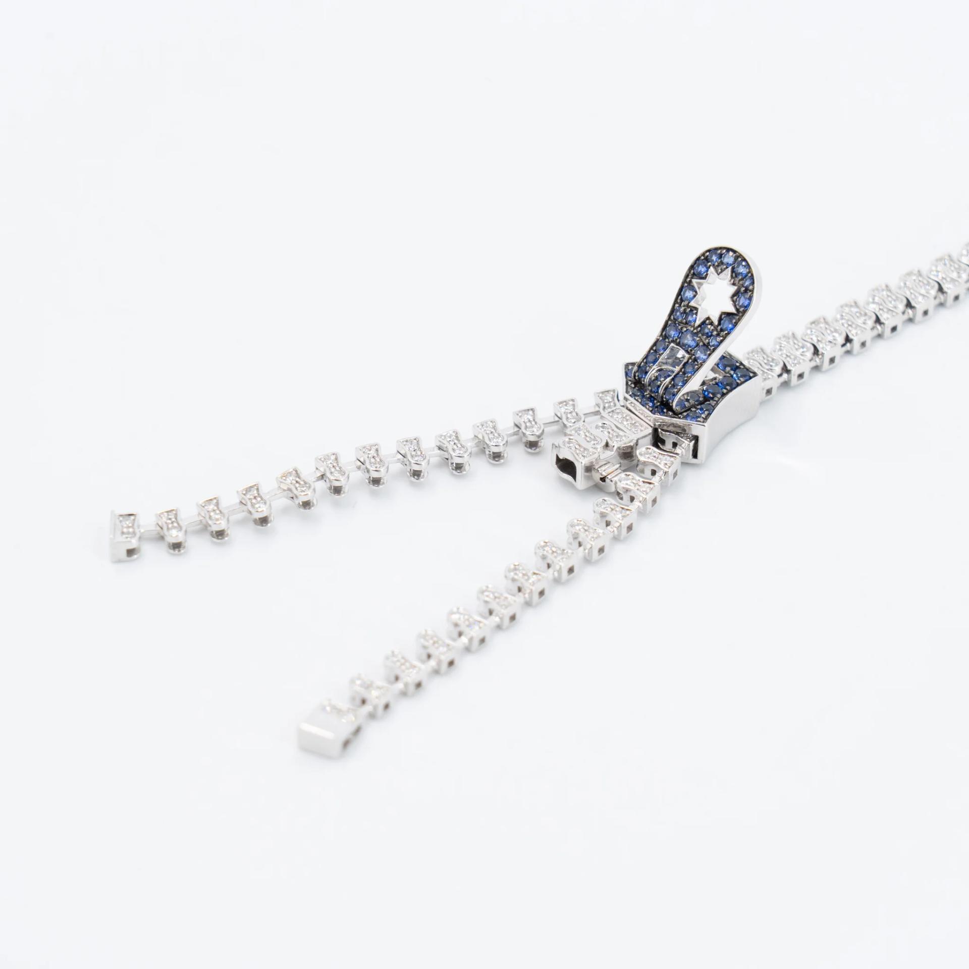 Brand New ( Rank N ) Mira MIRA Premium Collection Sapphire Mode Bracelet Blue White 18K White Gold Diamond - 15