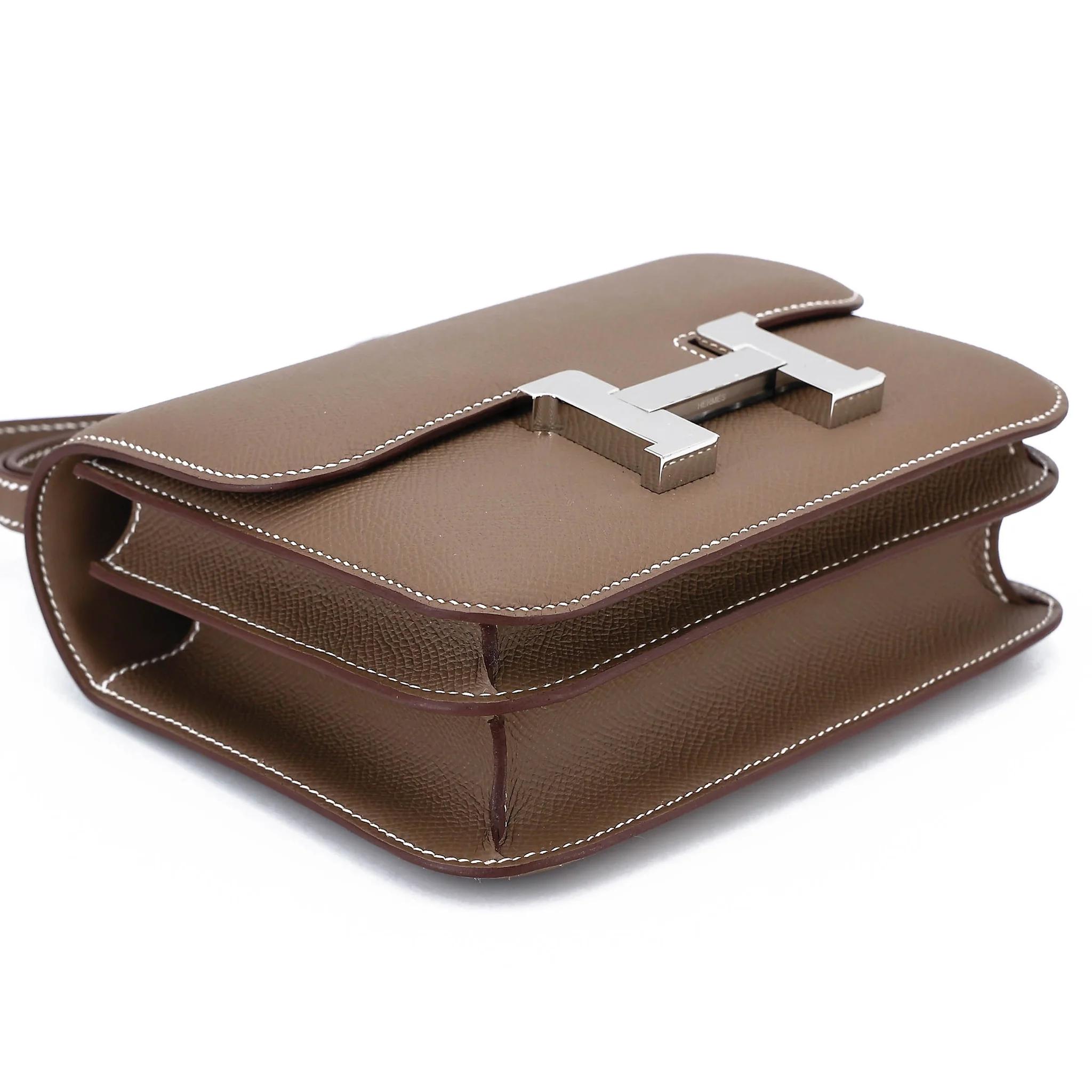 Brand New ( Rank N ) HERMÈS Constance Mini Etoupe (18) Epsom Palladium hardware G (2026) - 5