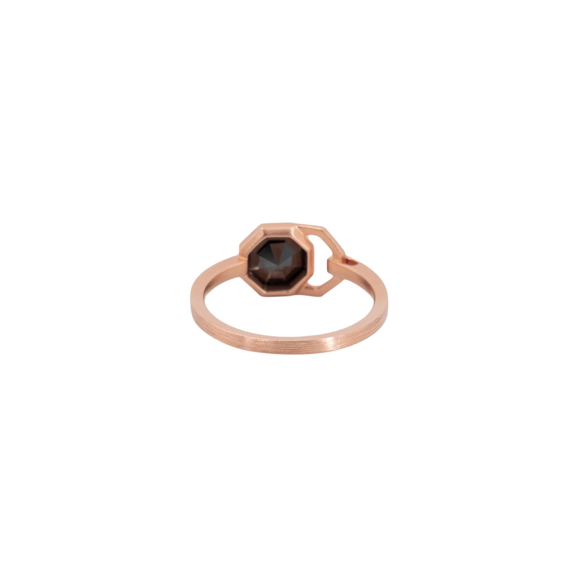 Brand New ( Rank N ) Mira MIRA NOIR GEOMETRY LOCK Ring Black Rose Gold 18K Rose Gold Diamond - 6