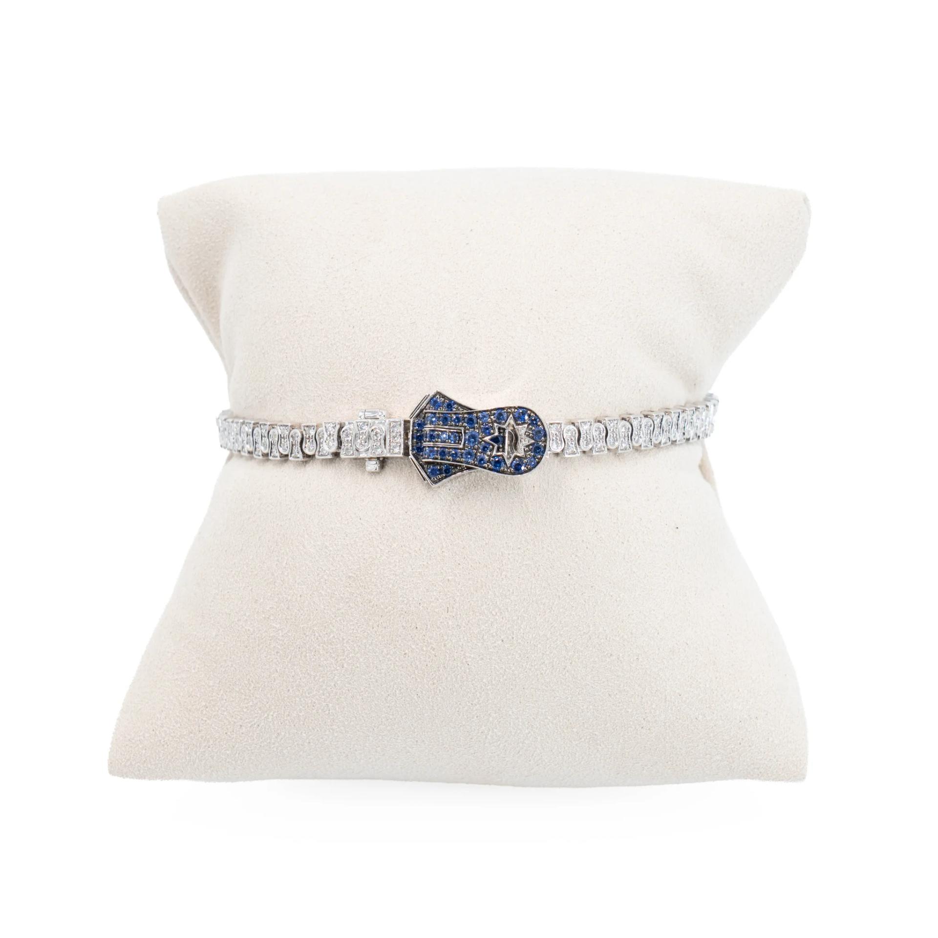 Brand New ( Rank N ) Mira MIRA Premium Collection Sapphire Mode Bracelet Blue White 18K White Gold Diamond - 5