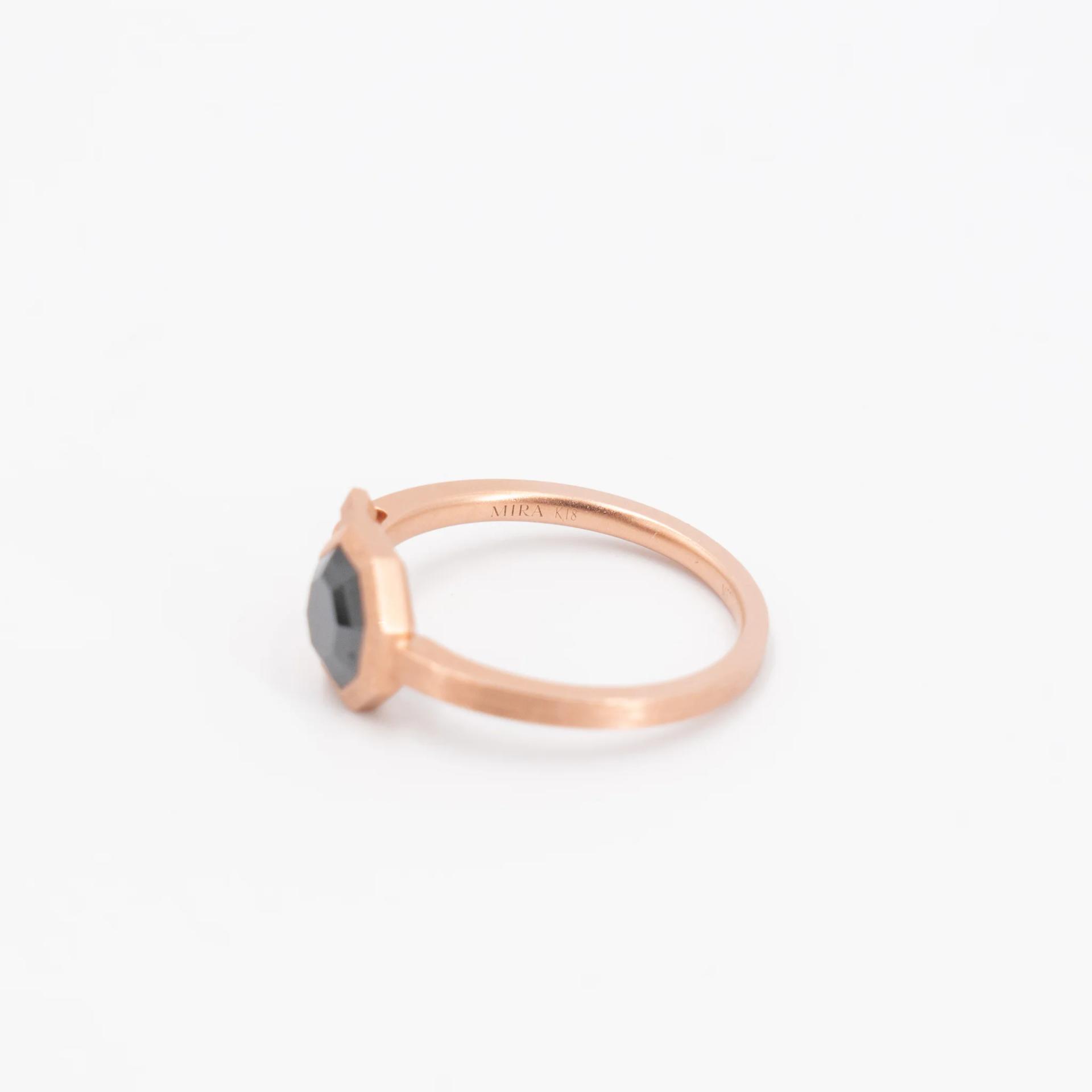 Brand New ( Rank N ) Mira MIRA NOIR GEOMETRY LOCK Ring Black Rose Gold 18K Rose Gold Diamond - 11