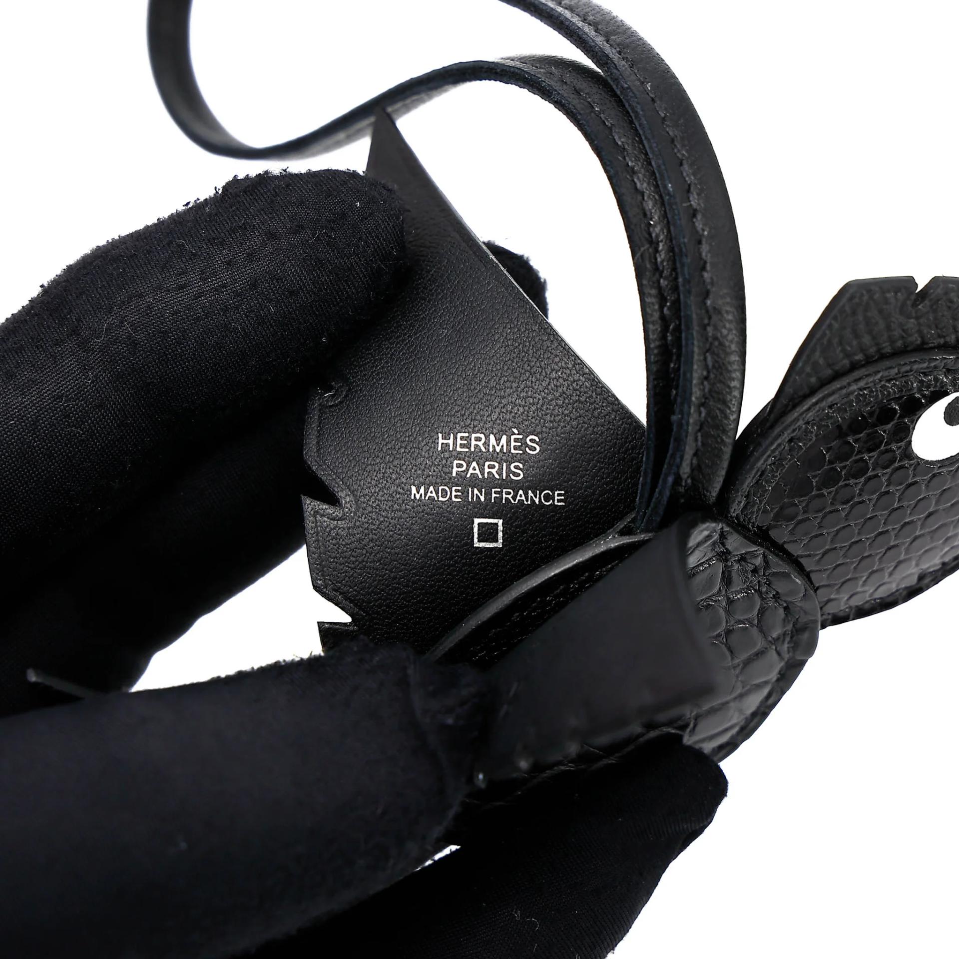 Brand New ( Rank N ) HERMÈS Birdy charm Noir (89) Chevre Mysore Matte Alligator Lizard Epsom Palladium hardware G (2026) - 7