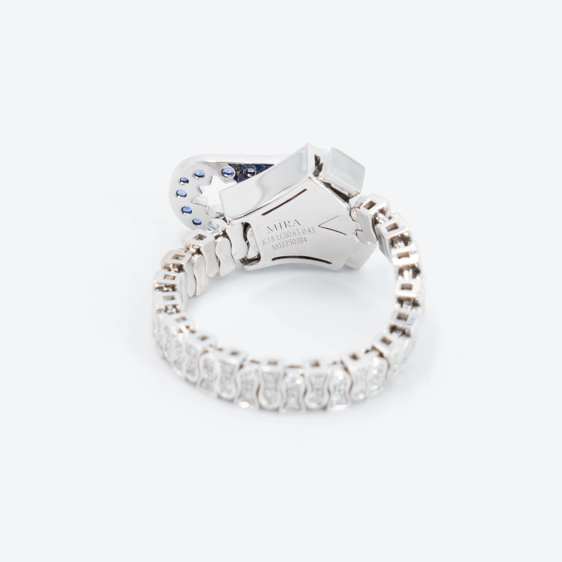 Brand New ( Rank N ) Mira MIRA Premium Collection Sapphire Mode Ring Blue White 18K White Gold Diamond - 12