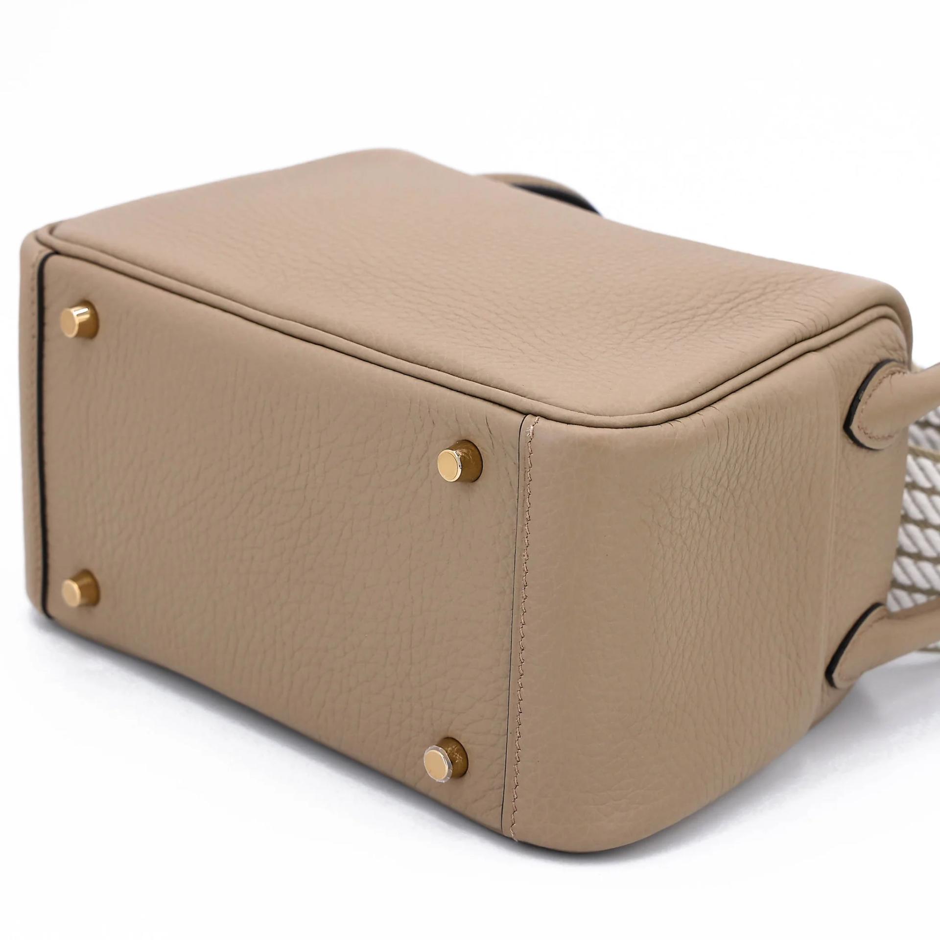 Brand New ( Rank N ) HERMÈS Mini Lindy II Beige Marfa (8Q) Clemence Gold hardware G (2026) - 6