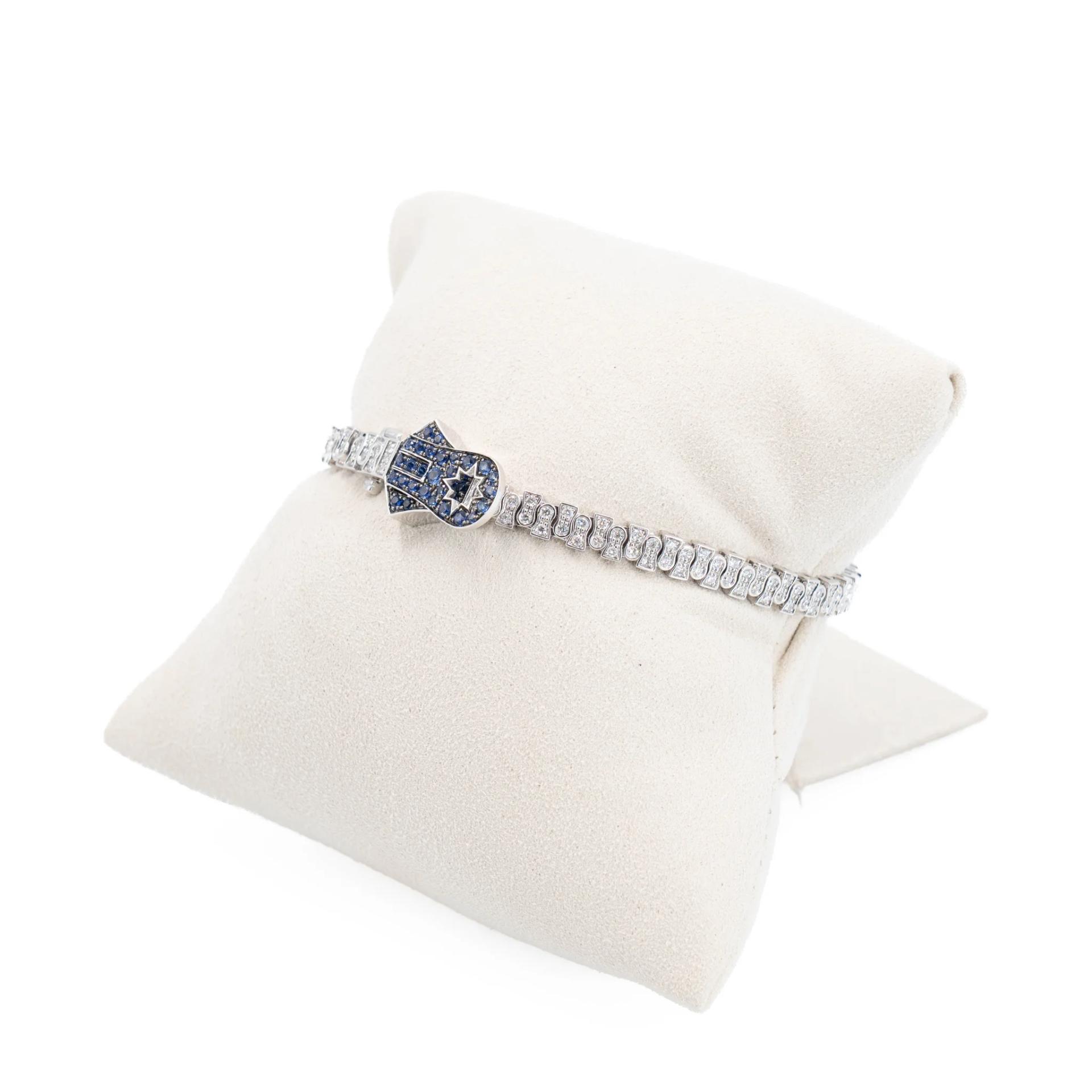 Brand New ( Rank N ) Mira MIRA Premium Collection Sapphire Mode Bracelet Blue White 18K White Gold Diamond - 6