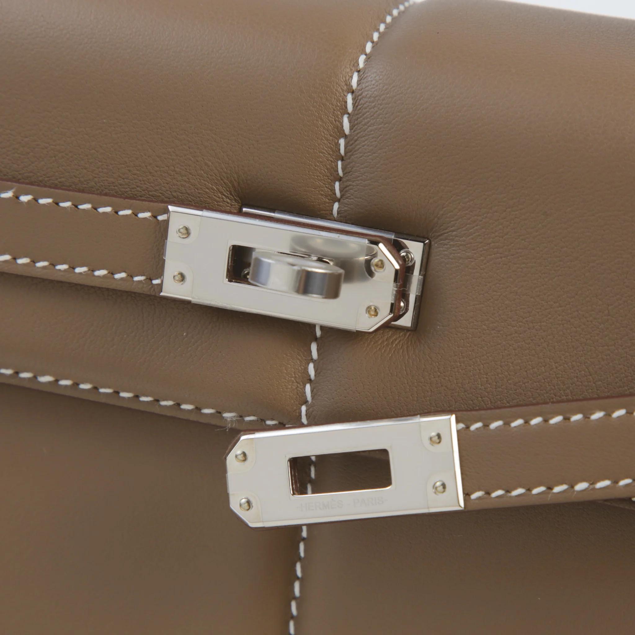 ランク NS 未使用品 HERMÈS エルメス 限定品 ケリー25 パデッド セリエ エトゥープ (18) スイフト シルバー金具 U刻印 (2022) - 8