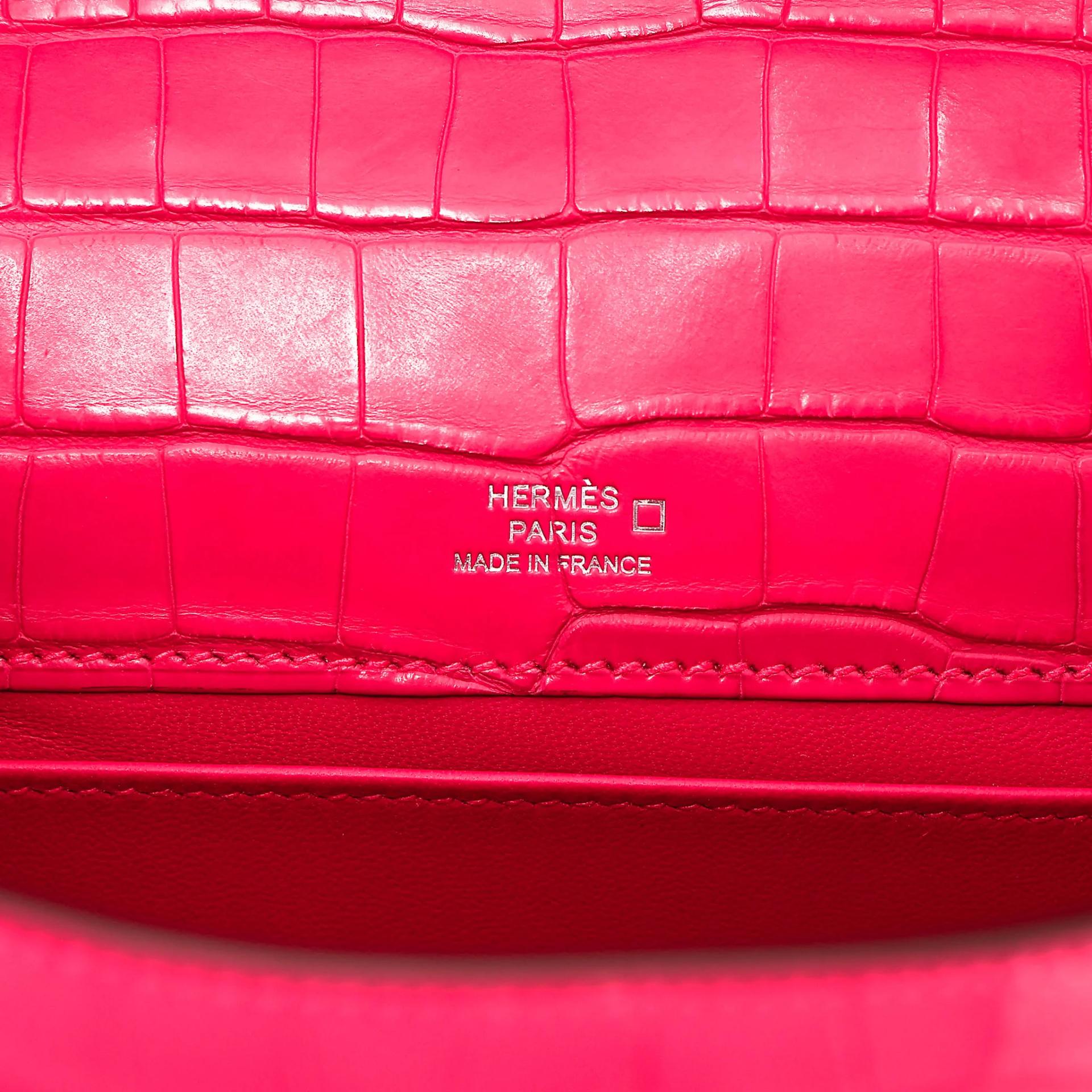 Brand New ( Rank N ) HERMÈS Kelly Pochette Rose Extreme (I6) Matte Alligator Palladium hardware G (2026) - 14