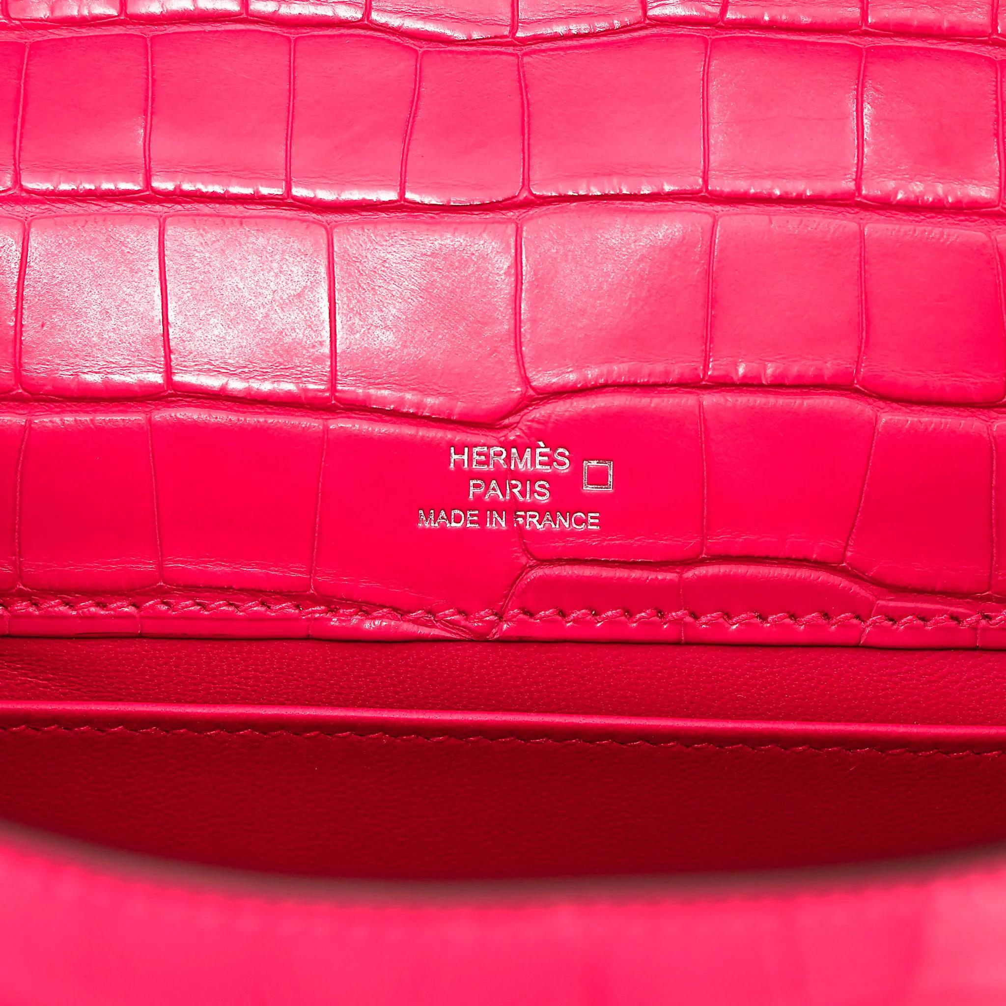 Brand New ( Rank N ) HERMÈS Kelly Pochette Rose Extreme (I6) Matte Alligator Palladium hardware G (2026) - 14