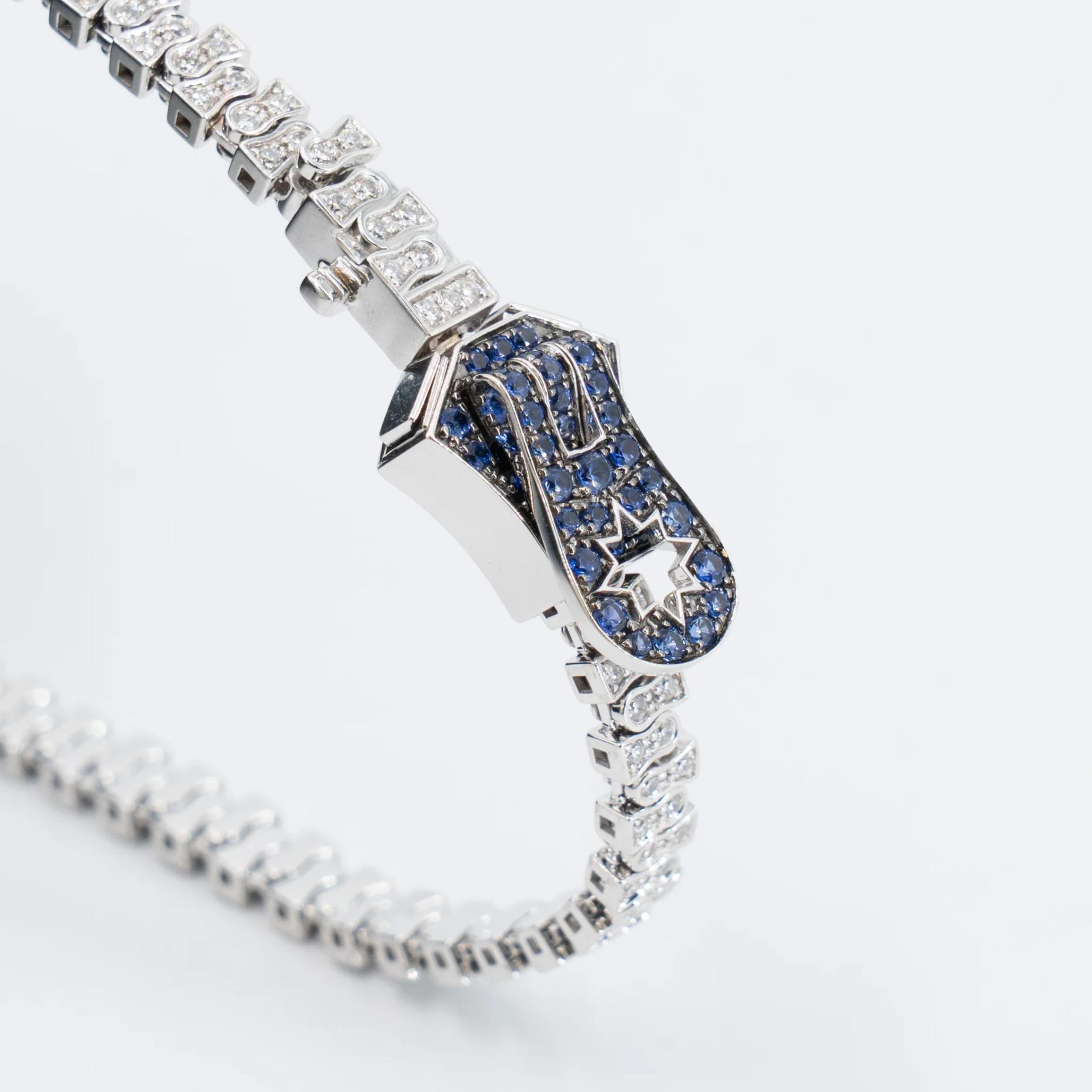 Brand New ( Rank N ) Mira MIRA Premium Collection Sapphire Mode Bracelet Blue White 18K White Gold Diamond - 12