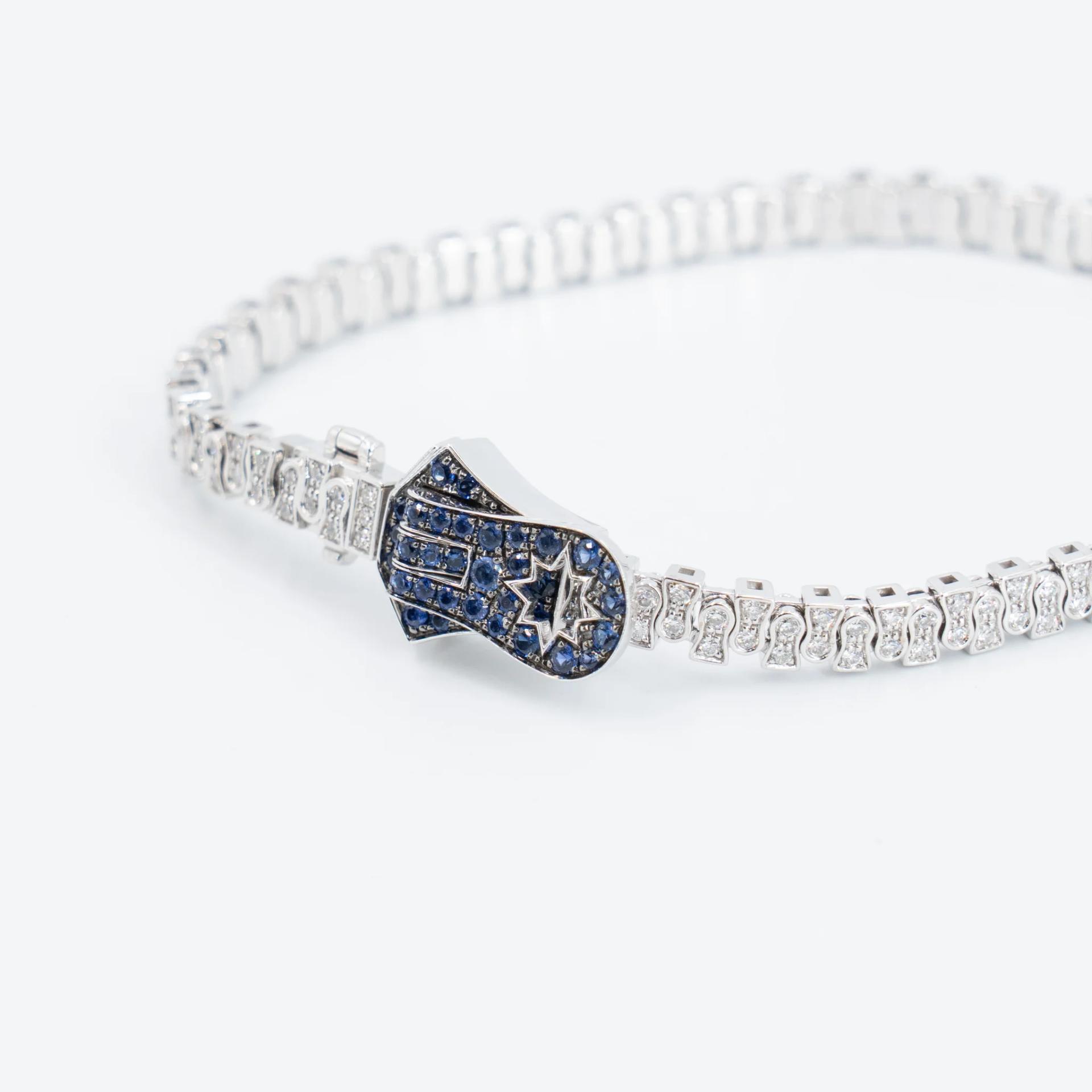 Brand New ( Rank N ) Mira MIRA Premium Collection Sapphire Mode Bracelet Blue White 18K White Gold Diamond - 8