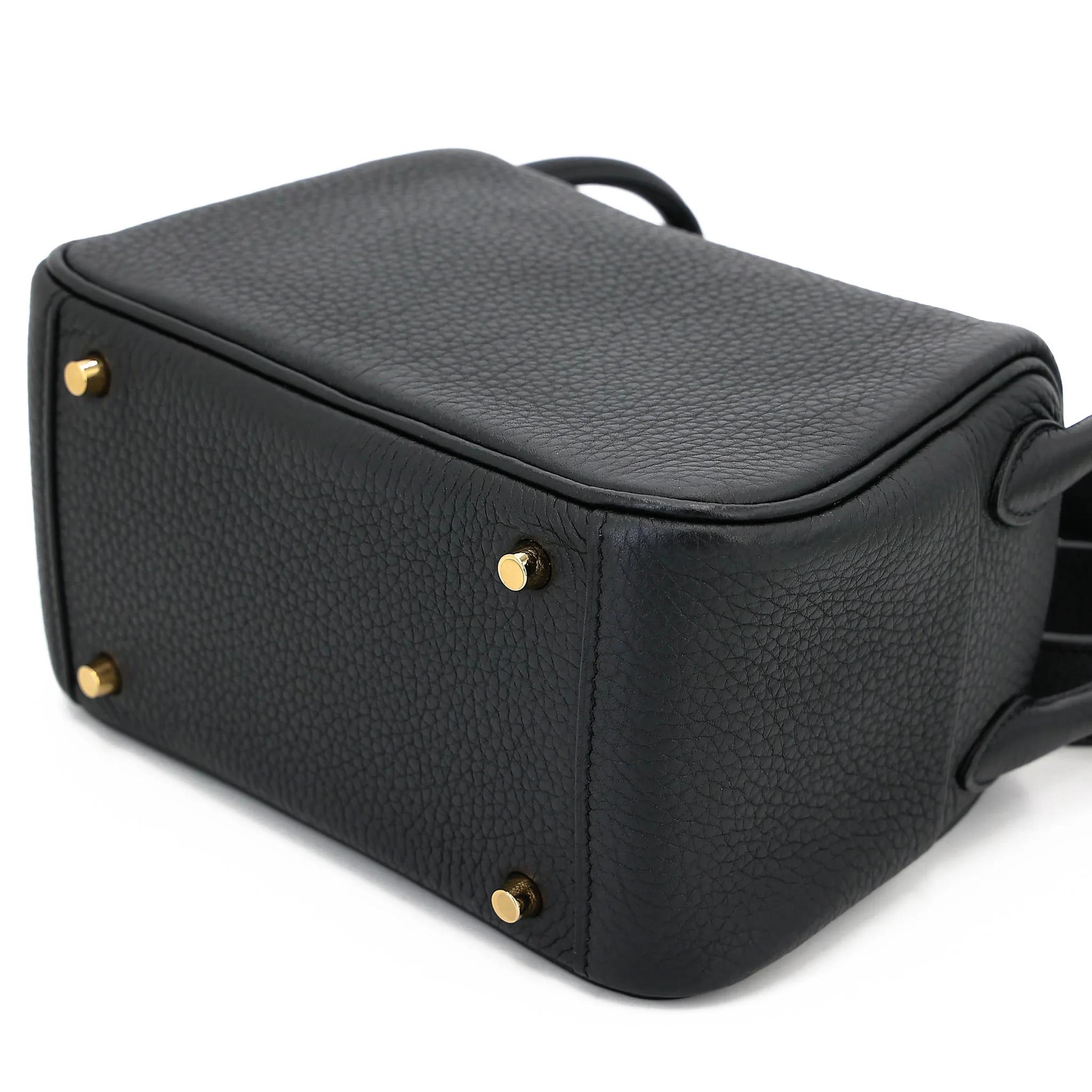 Excellent ( Rank SA ) HERMÈS Mini Lindy II Noir (89) Clemence Gold hardware W (2024) - 6
