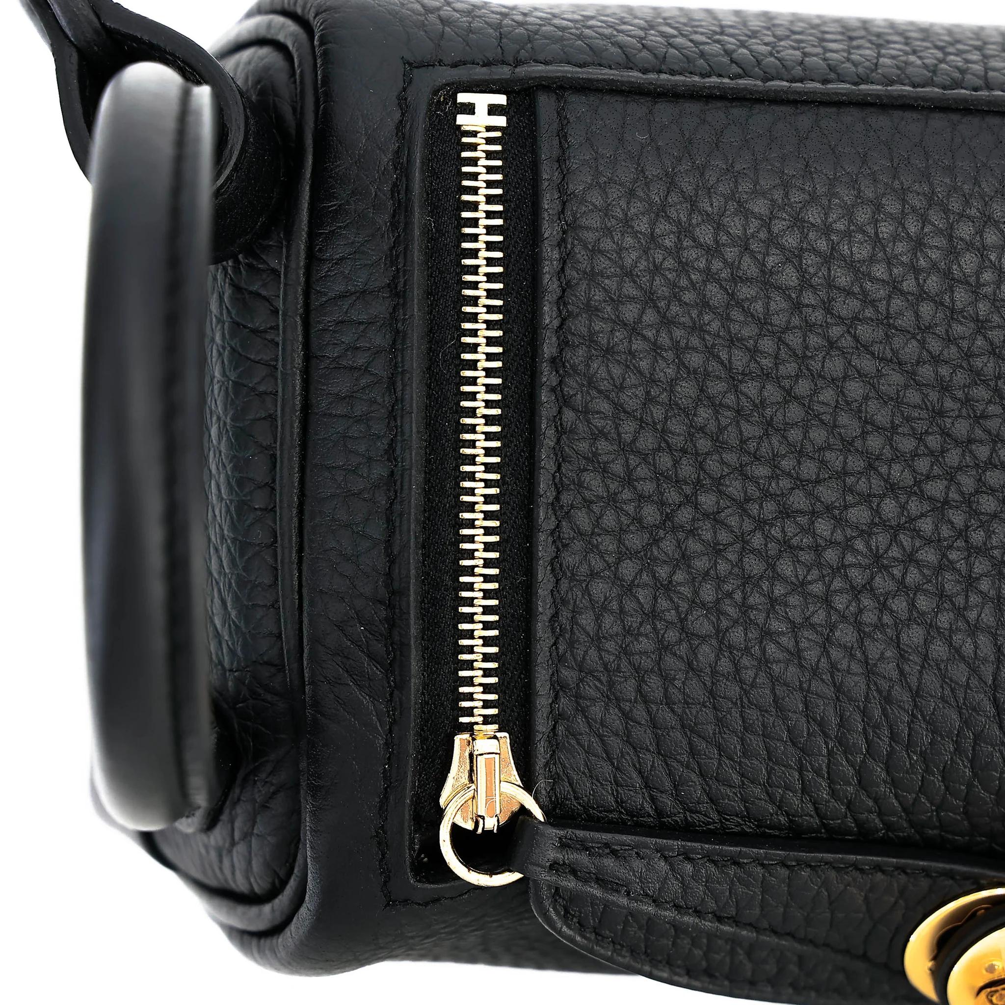Excellent ( Rank SA ) HERMÈS Mini Lindy II Noir (89) Clemence Gold hardware W (2024) - 9