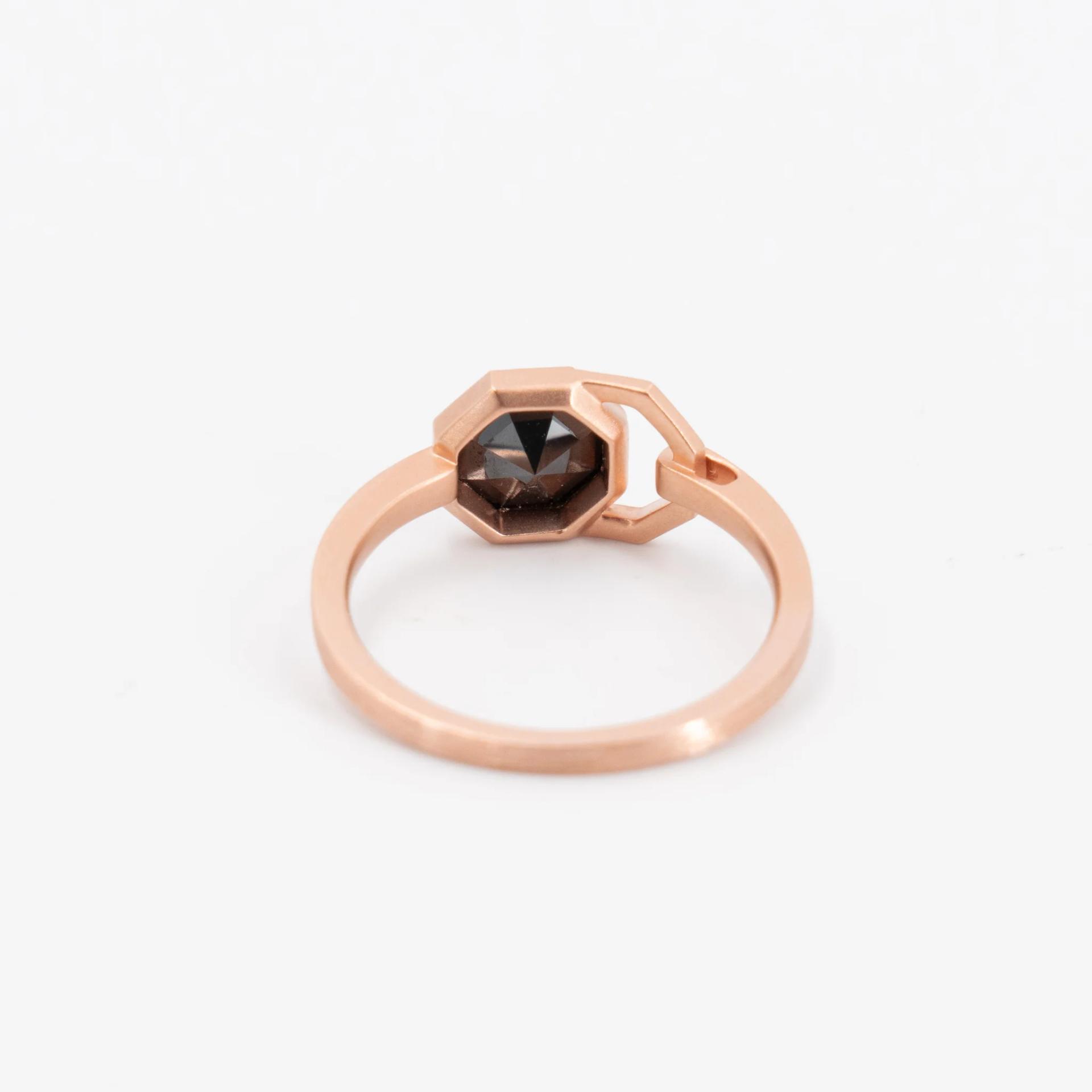 Brand New ( Rank N ) Mira MIRA NOIR GEOMETRY LOCK Ring Black Rose Gold 18K Rose Gold Diamond - 14