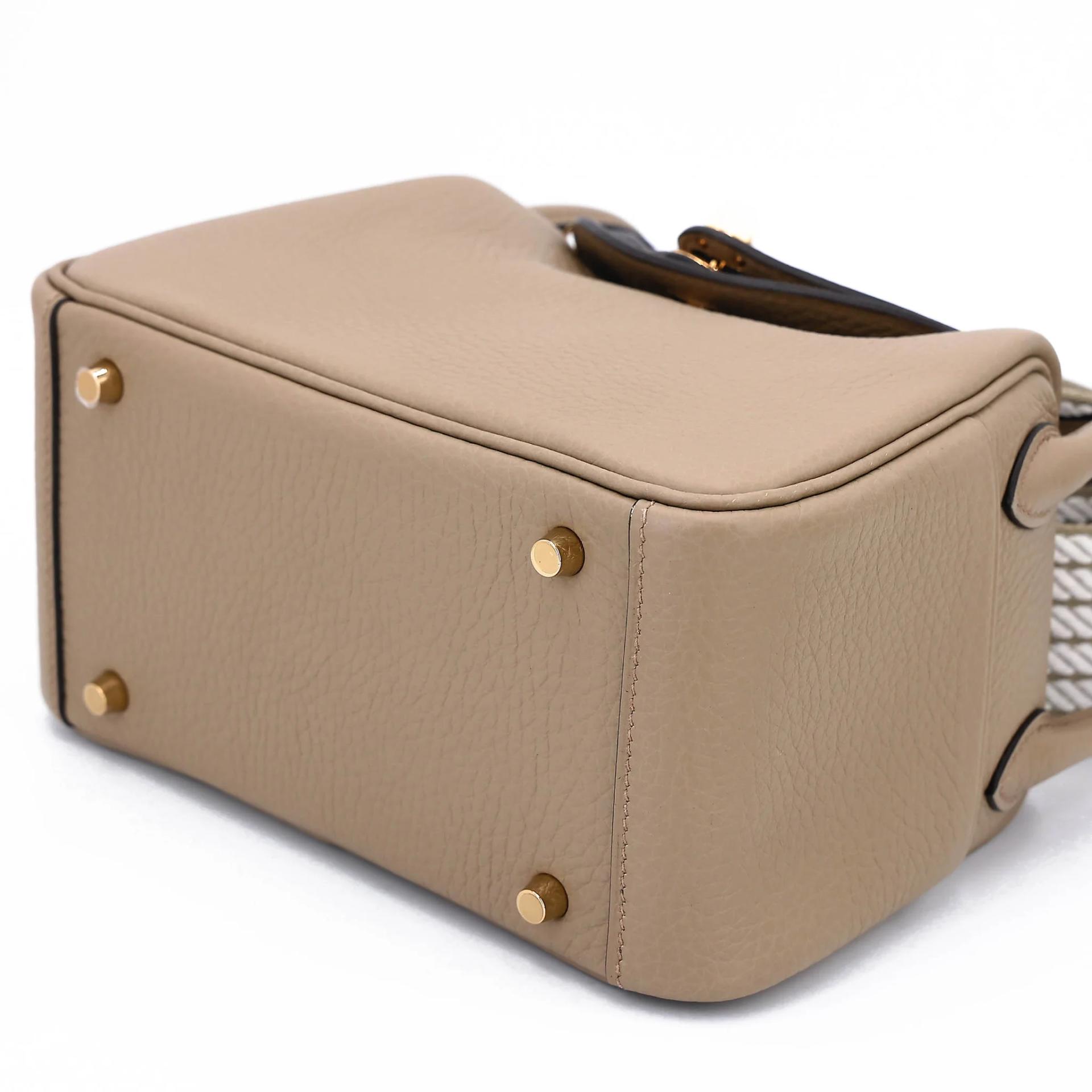 Brand New ( Rank N ) HERMÈS Mini Lindy II Beige Marfa (8Q) Clemence Gold hardware G (2026) - 4