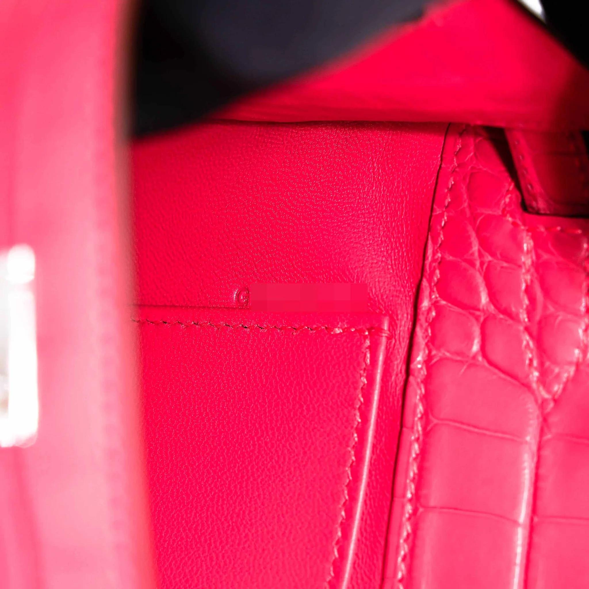 Brand New ( Rank N ) HERMÈS Kelly Pochette Rose Extreme (I6) Matte Alligator Palladium hardware G (2026) - 15