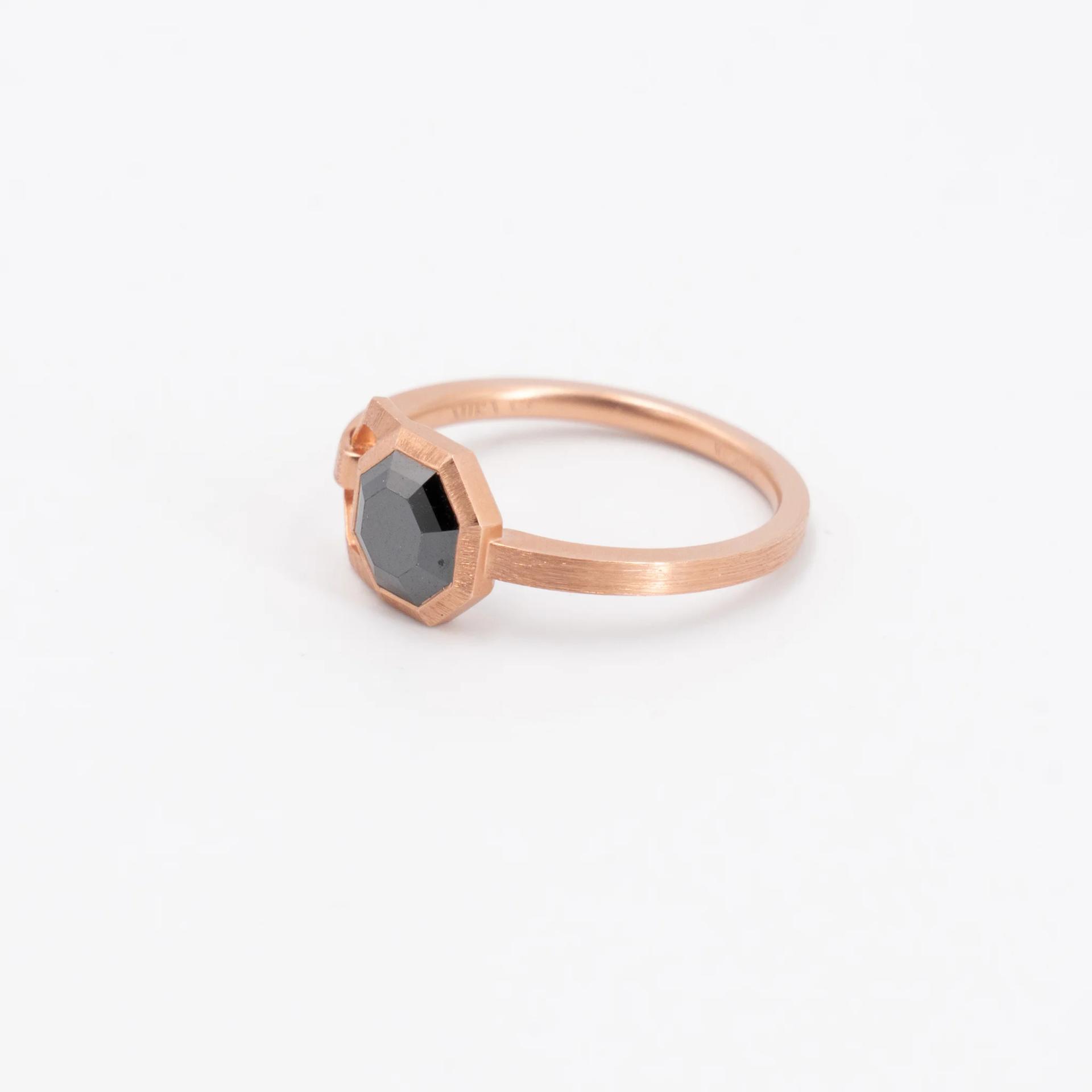 Brand New ( Rank N ) Mira MIRA NOIR GEOMETRY LOCK Ring Black Rose Gold 18K Rose Gold Diamond - 10