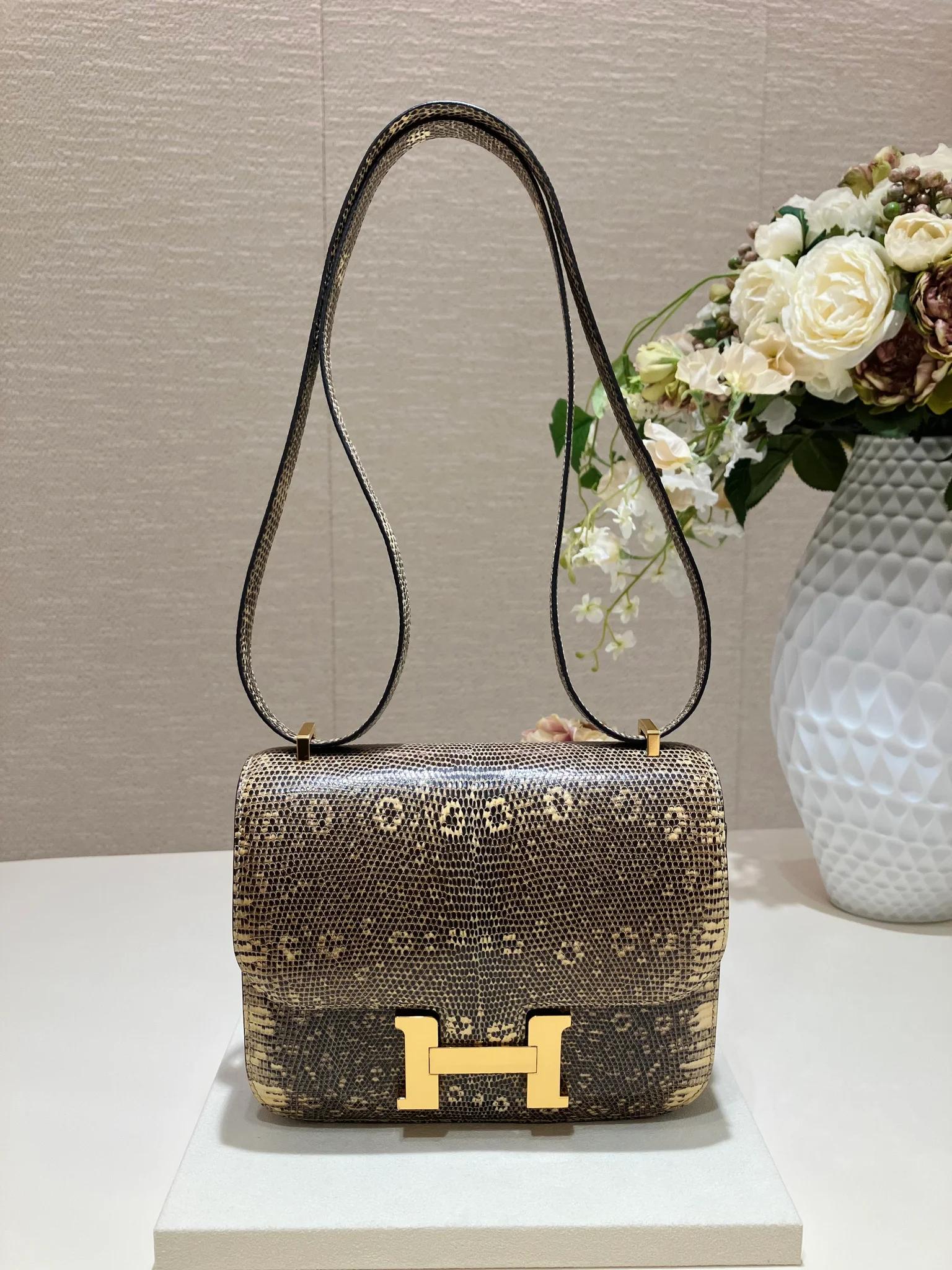 未使用保存品 HERMÈS 愛馬仕 Constance 康康 Mini 19 1B 原色蜥蜴 Ombre 蜥蜴皮 金扣 Y刻 2020年 - 15