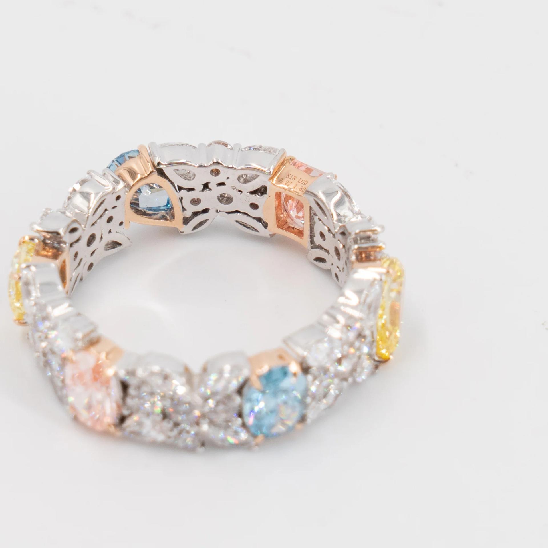 Brand New ( Rank N ) Mira MIRA Premium Collection Colorful Ring Yellow Blue Pink 18K White Gold Diamond - 7