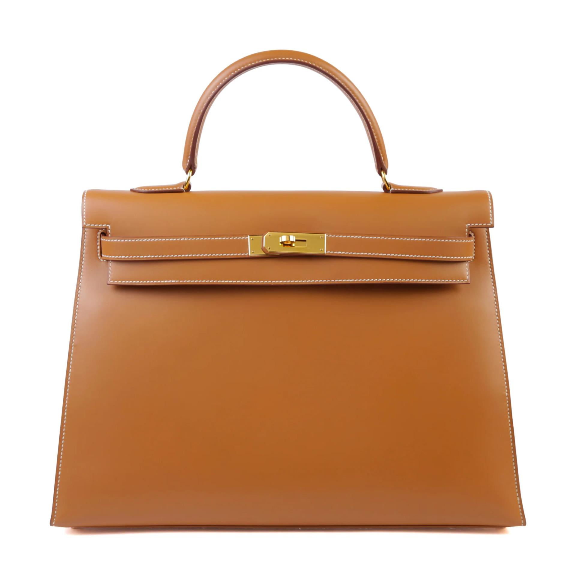 A美品 HERMÈS 爱马仕 Kelly 35 外缝 27 奶茶色 Natural Vache皮 金扣 〇Y刻 1995年 - 1