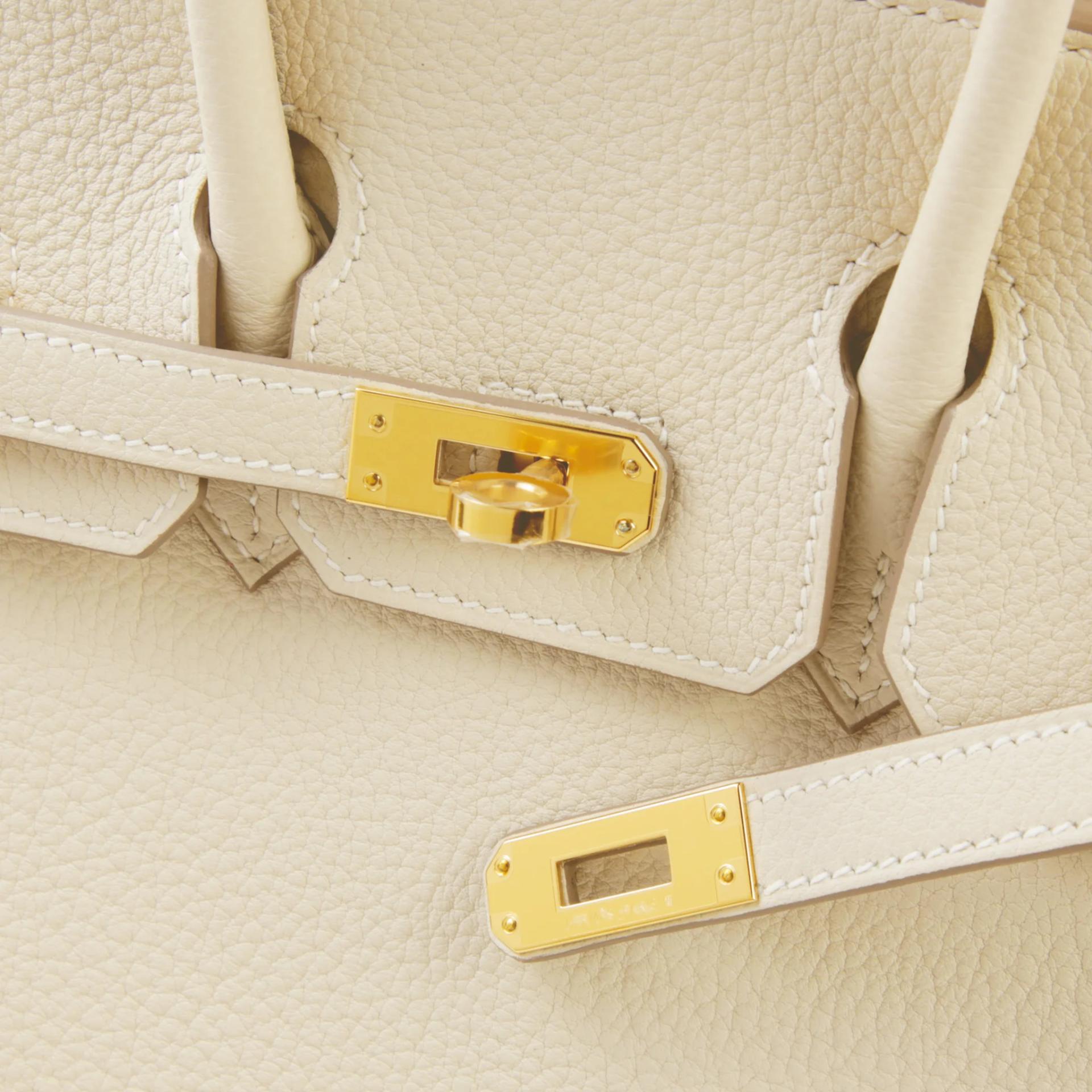 Unused ( Rank NS ) HERMÈS Birkin 25 Craie (10) Togo Gold hardware K (2025) - 8