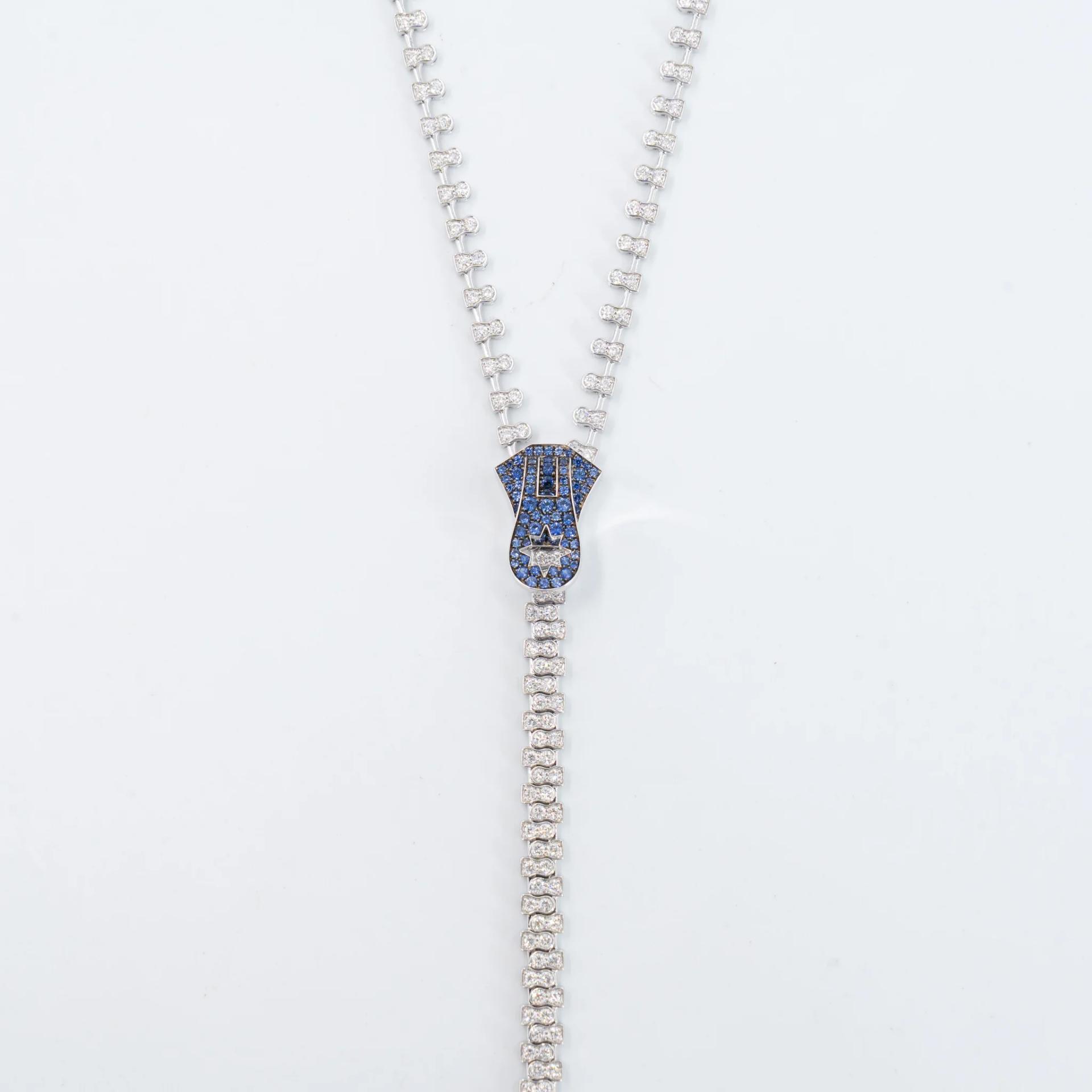 Brand New ( Rank N ) Mira MIRA Premium Collection Sapphire Mode Necklace Blue 18K White Gold Diamond - 7
