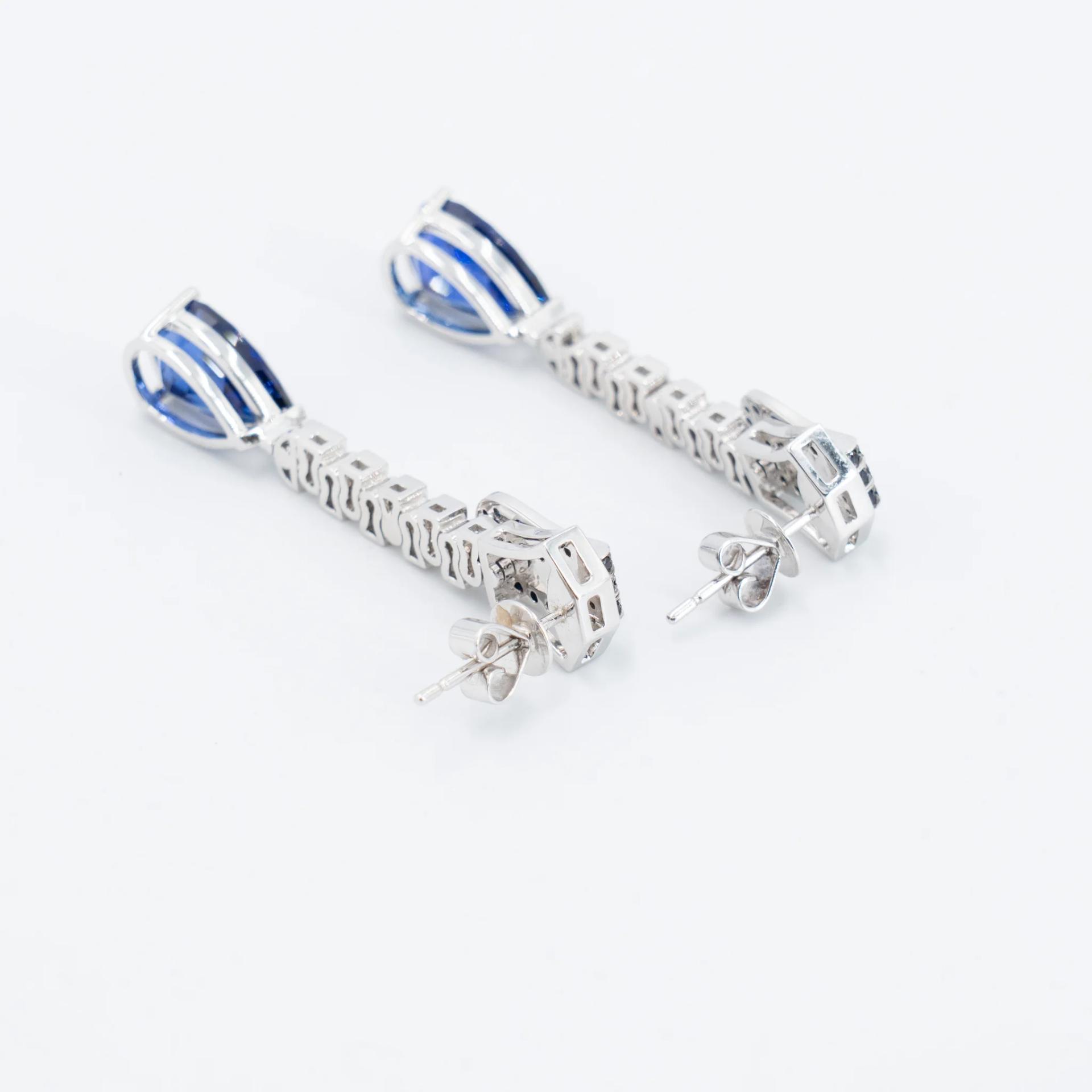 Brand New ( Rank N ) Mira MIRA Premium Collection Sapphire Mode Earring Blue White 18K White Gold Diamond - 8