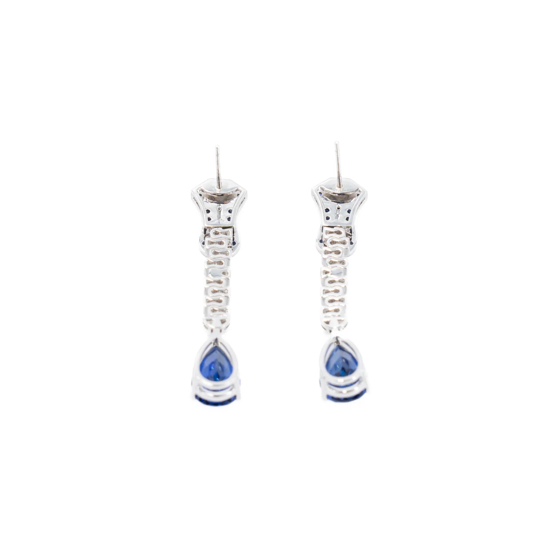 Brand New ( Rank N ) Mira MIRA Premium Collection Sapphire Mode Earring Blue White 18K White Gold Diamond - 2