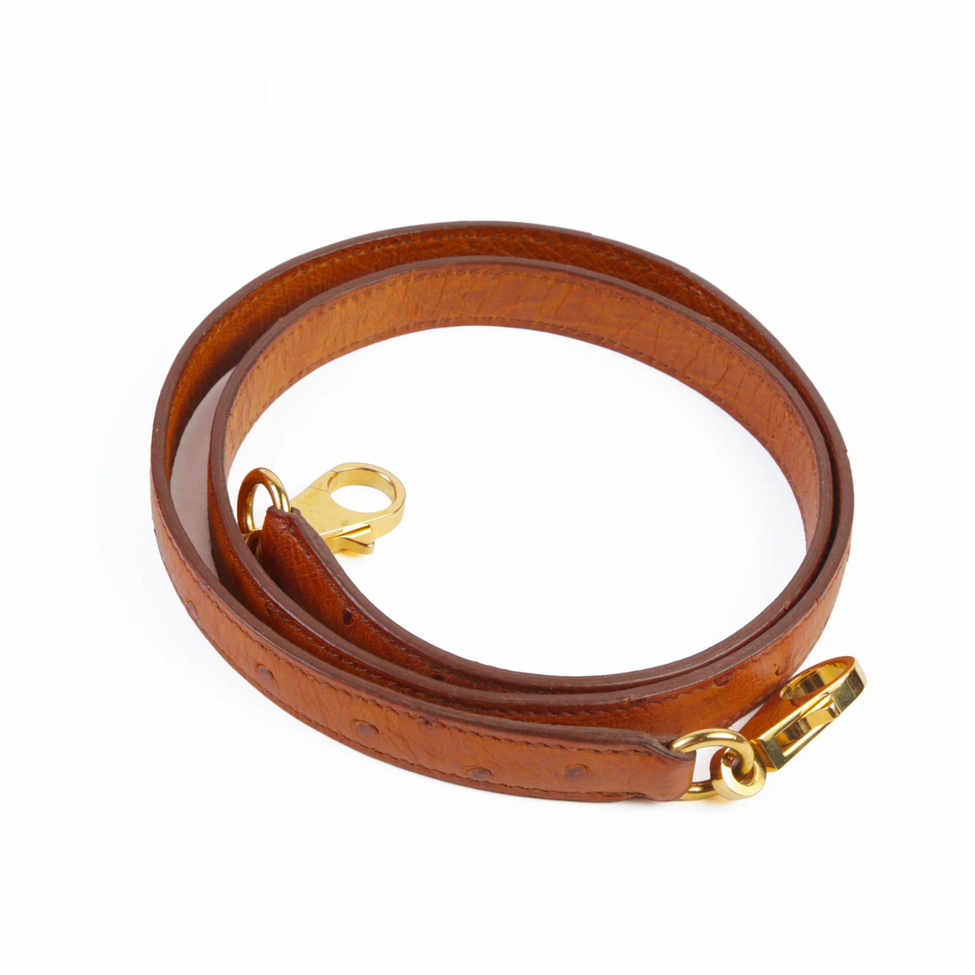 Good ( Rank AB) HERMÈS Kelly 32 Sellier Brown Ostrich Box-calf Gold hardware Circle V (1992) - 16