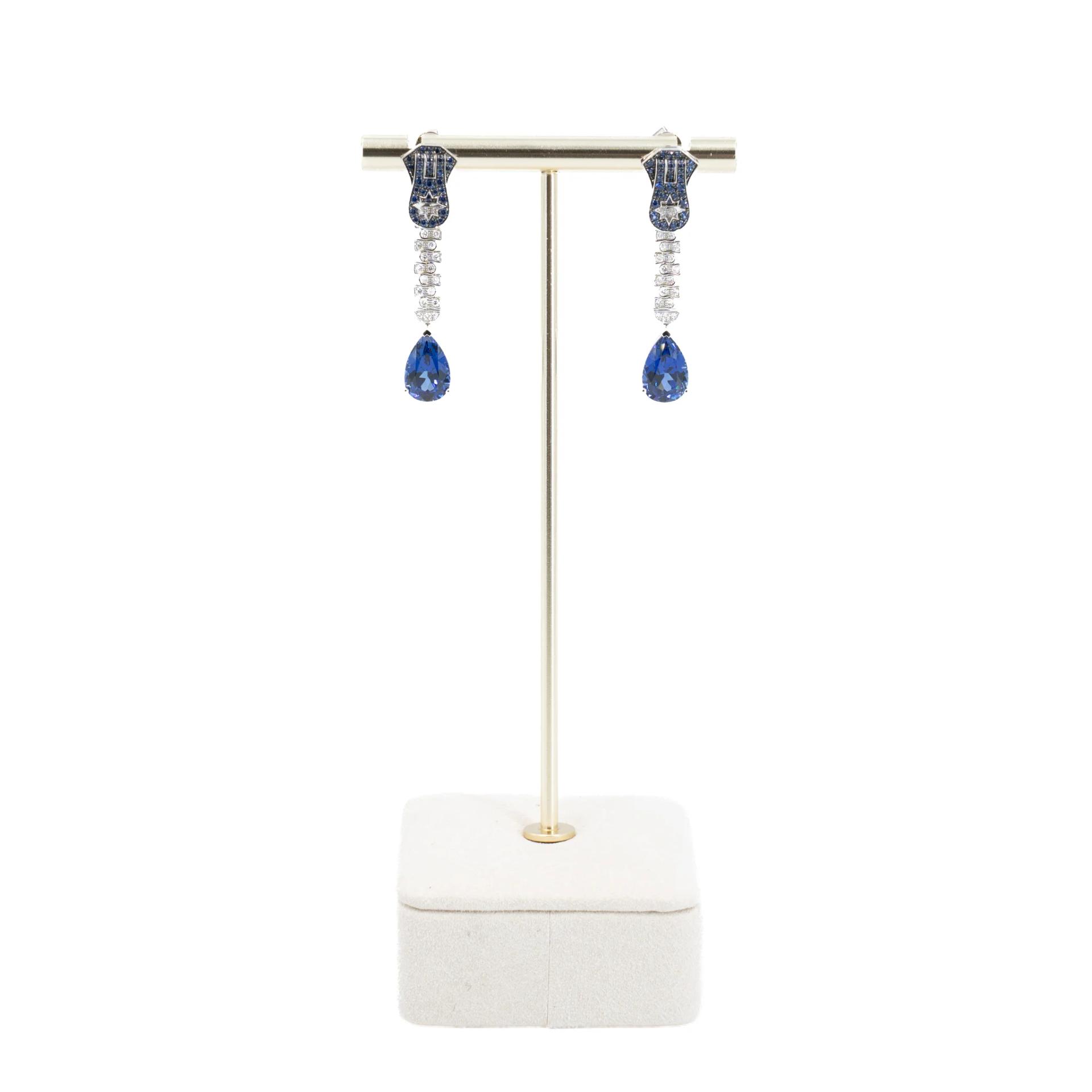 Brand New ( Rank N ) Mira MIRA Premium Collection Sapphire Mode Earring Blue White 18K White Gold Diamond - 3