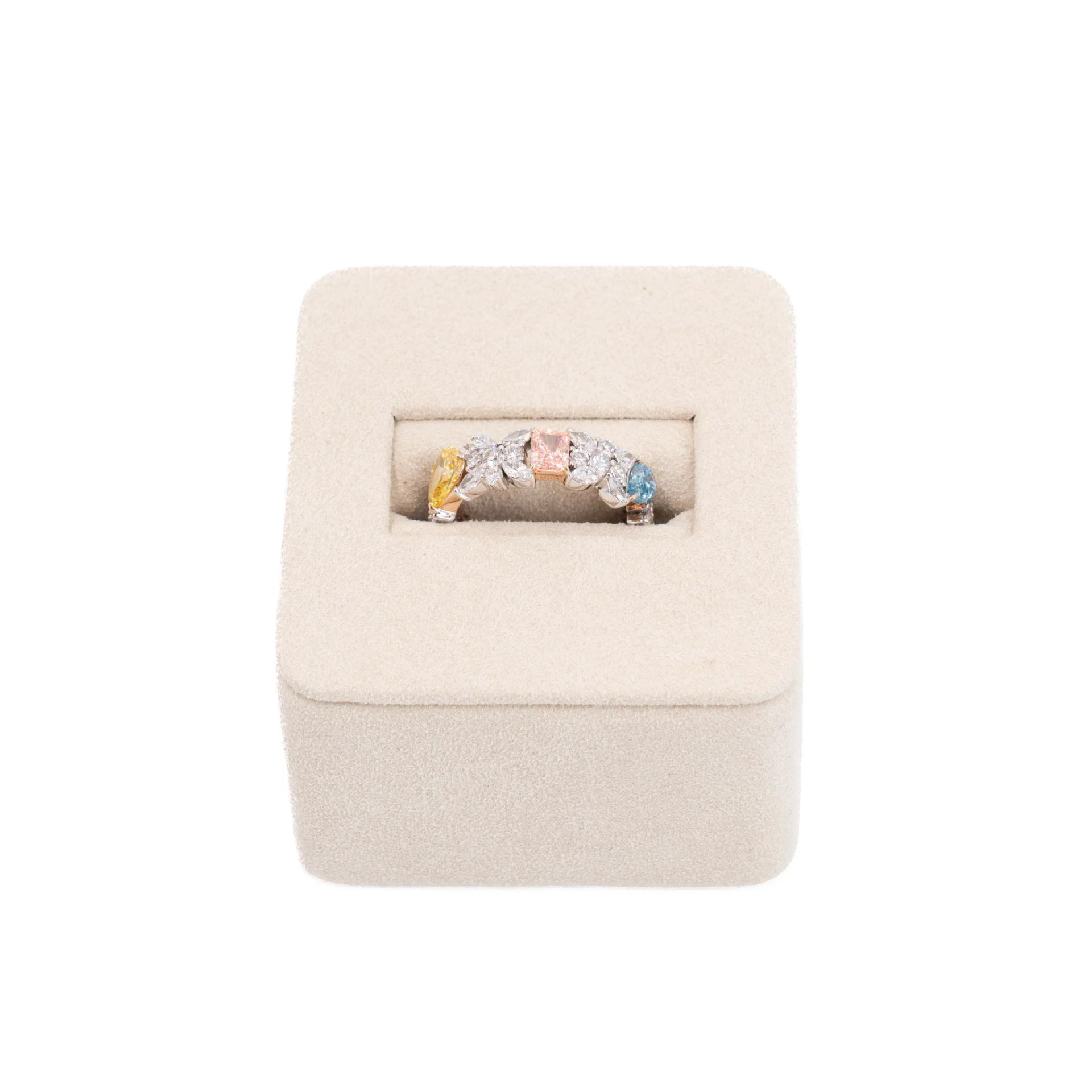 Brand New ( Rank N ) Mira MIRA Premium Collection Colorful Ring Yellow Blue Pink 18K White Gold Diamond - 5