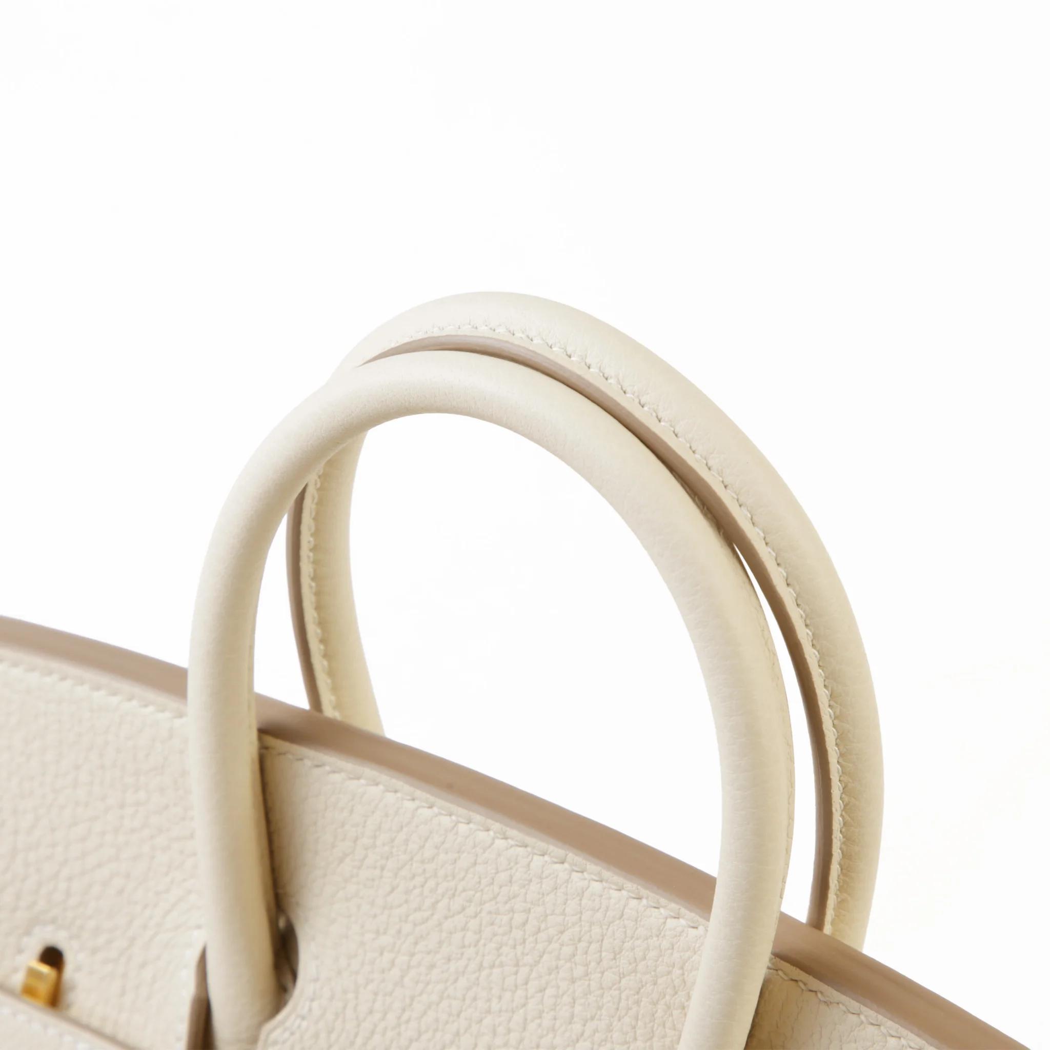 全新 HERMÈS 愛馬仕 Birkin 25 10 奶昔白 Craie Togo小牛皮 金扣 K刻 2025年 - 3