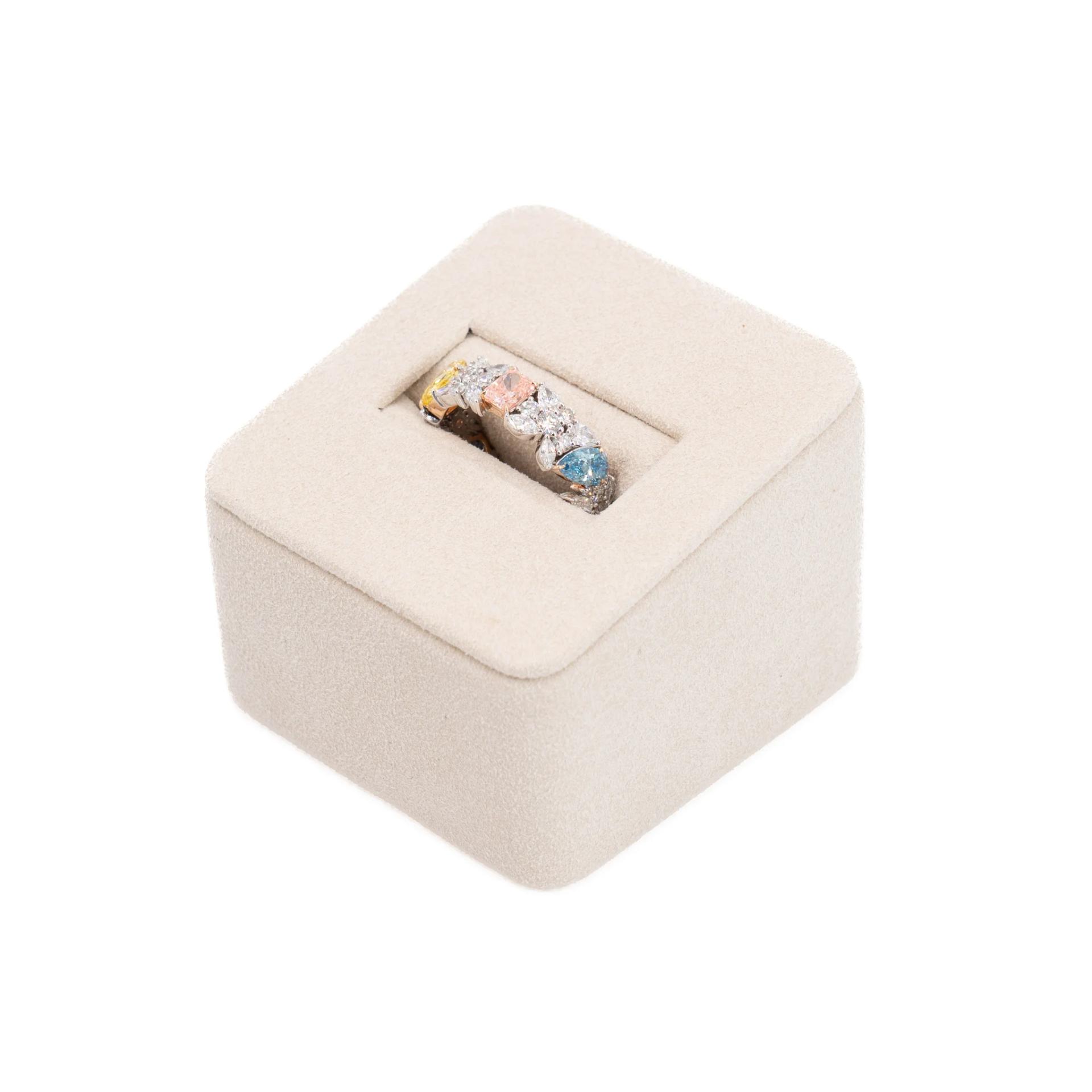 Brand New ( Rank N ) Mira MIRA Premium Collection Colorful Ring Yellow Blue Pink 18K White Gold Diamond - 6