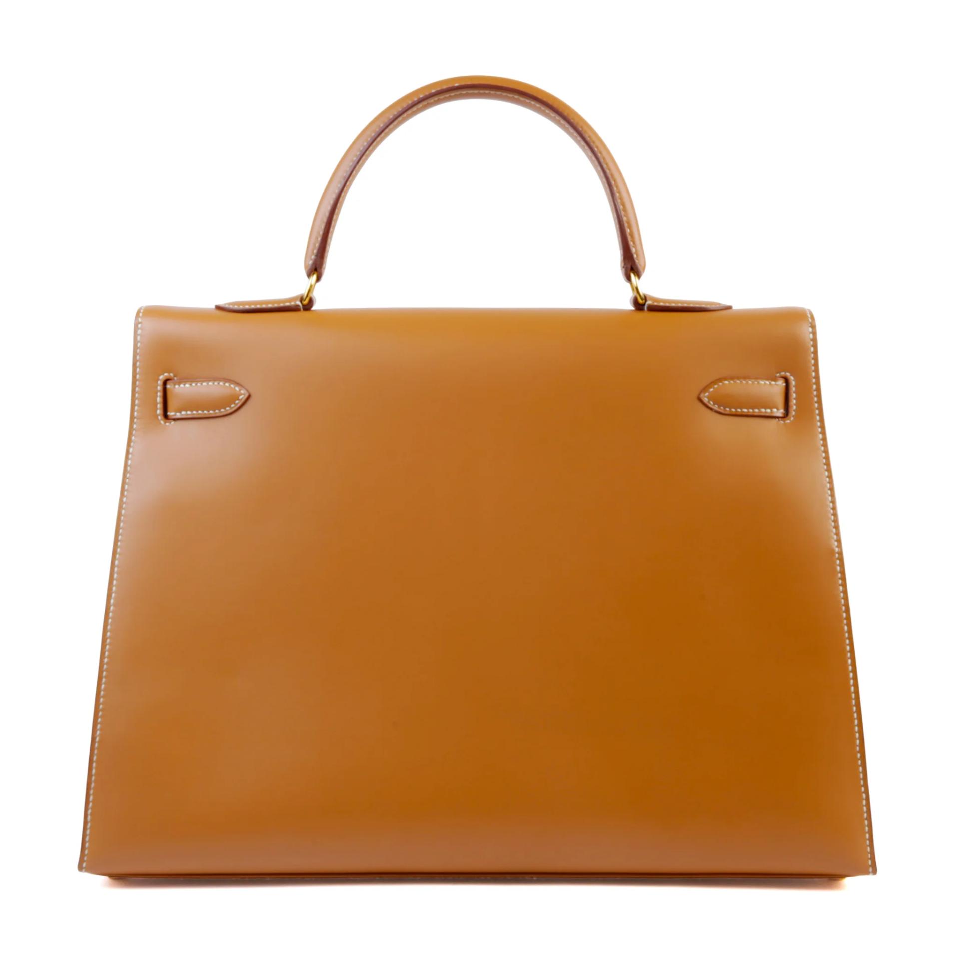 A美品 HERMÈS 爱马仕 Kelly 35 外缝 27 奶茶色 Natural Vache皮 金扣 〇Y刻 1995年 - 2