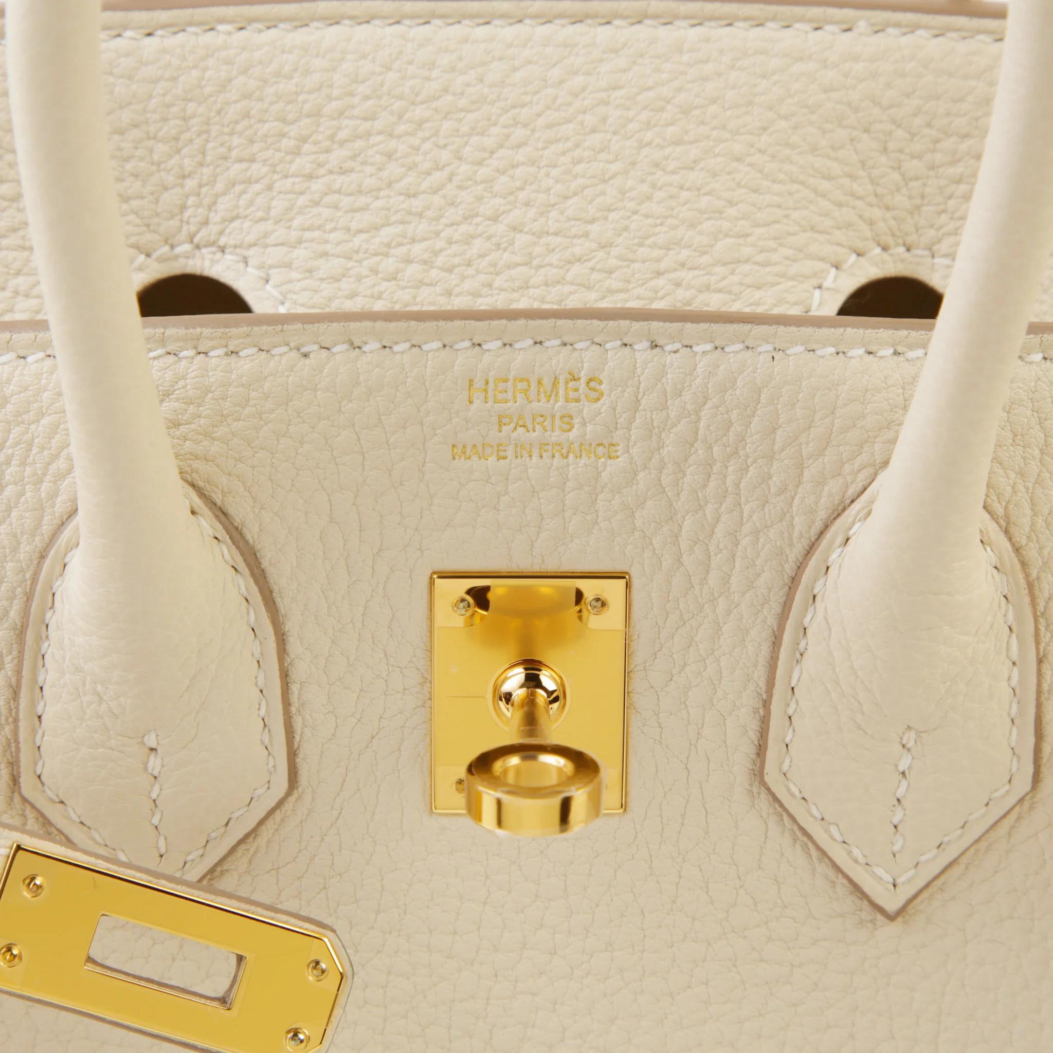 全新 HERMÈS 愛馬仕 Birkin 25 10 奶昔白 Craie Togo小牛皮 金扣 K刻 2025年 - 9