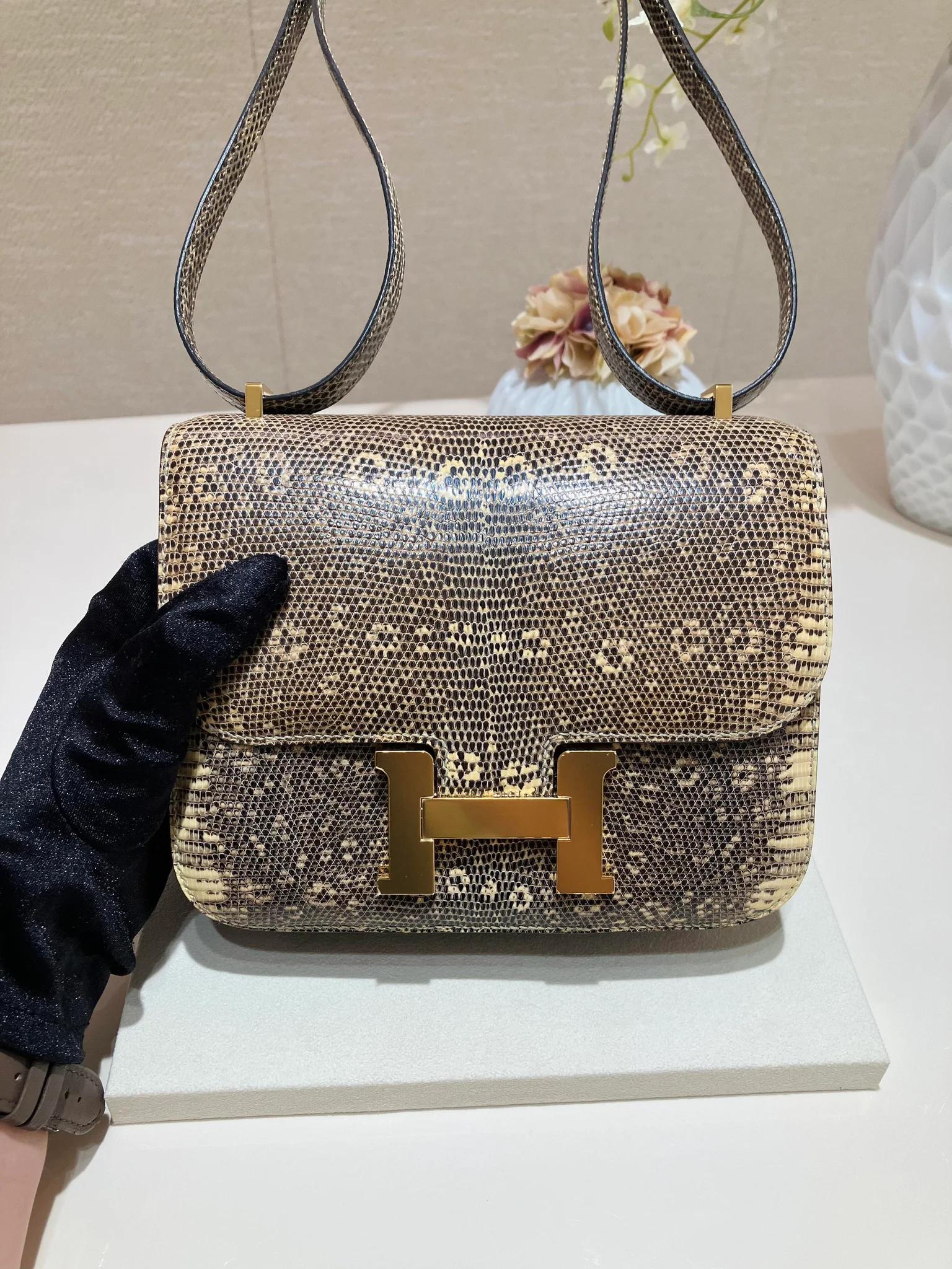 未使用保存品 HERMÈS 愛馬仕 Constance 康康 Mini 19 1B 原色蜥蜴 Ombre 蜥蜴皮 金扣 Y刻 2020年 - 16