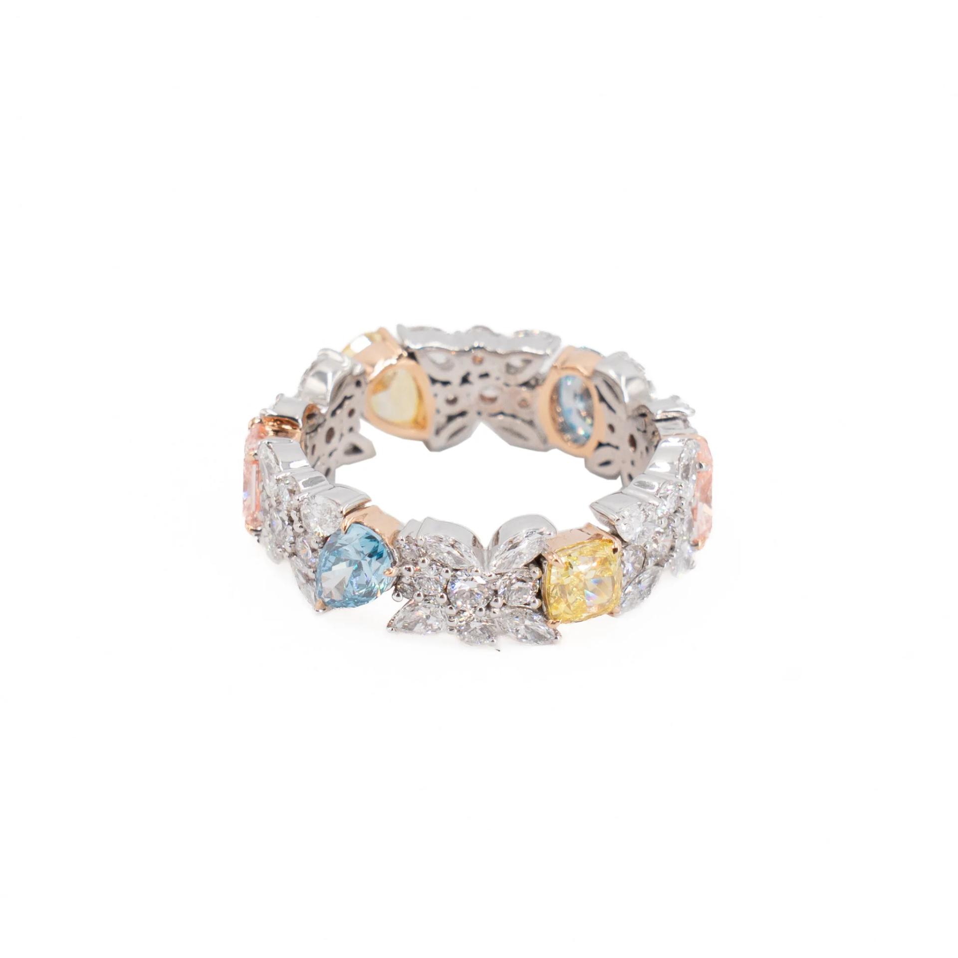 Brand New ( Rank N ) Mira MIRA Premium Collection Colorful Ring Yellow Blue Pink 18K White Gold Diamond - 3