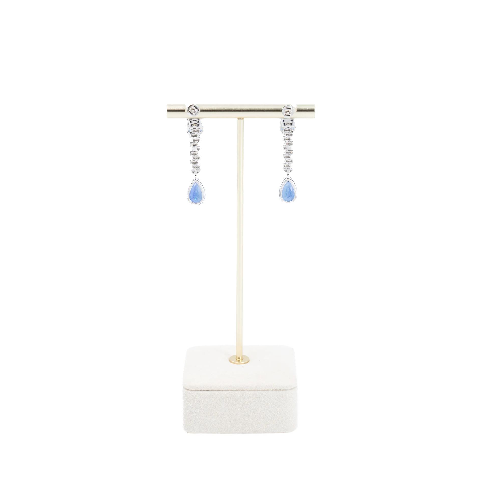 Brand New ( Rank N ) Mira MIRA Premium Collection Sapphire Mode Earring Blue White 18K White Gold Diamond - 5