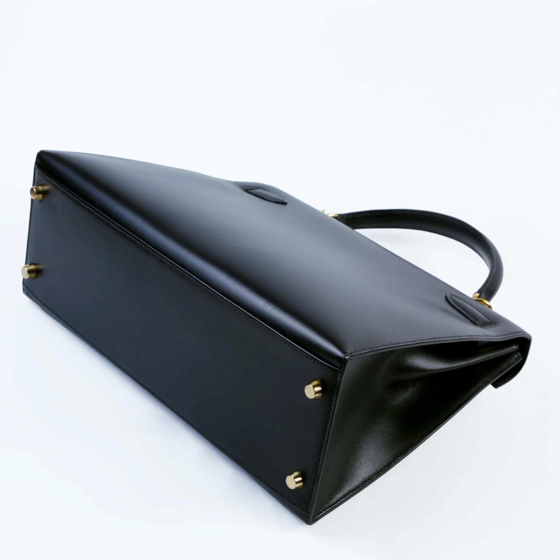 ランク A HERMÈS エルメス ケリー32 セリエ ブラック (89) ボックスカーフ ゴールド金具 □D刻印 (2000) - 7