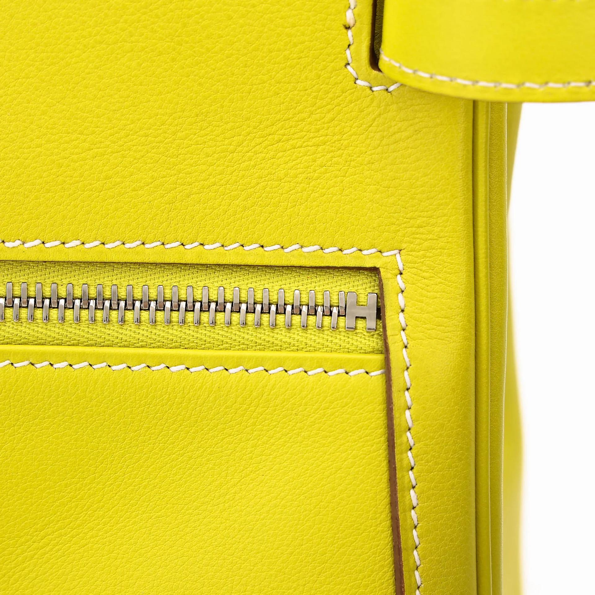 Excellent ( Rank SA ) HERMÈS Kelly Lakis 32 Lime (9R) Swift Palladium hardware Square O (2011) - 12