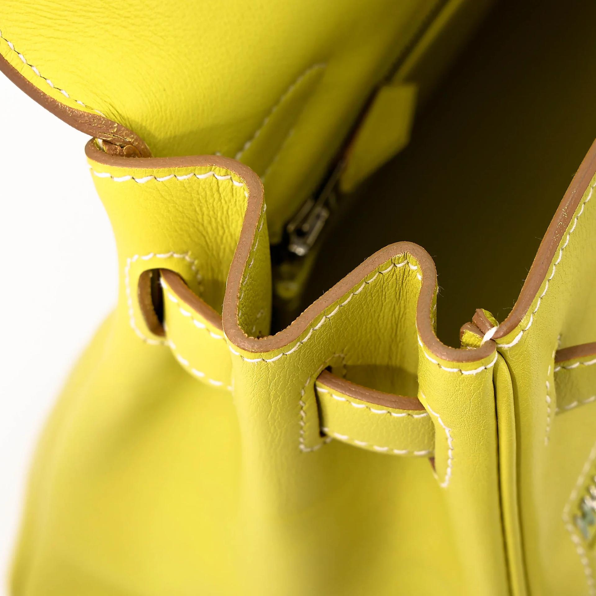 Excellent ( Rank SA ) HERMÈS Kelly Lakis 32 Lime (9R) Swift Palladium hardware Square O (2011) - 28