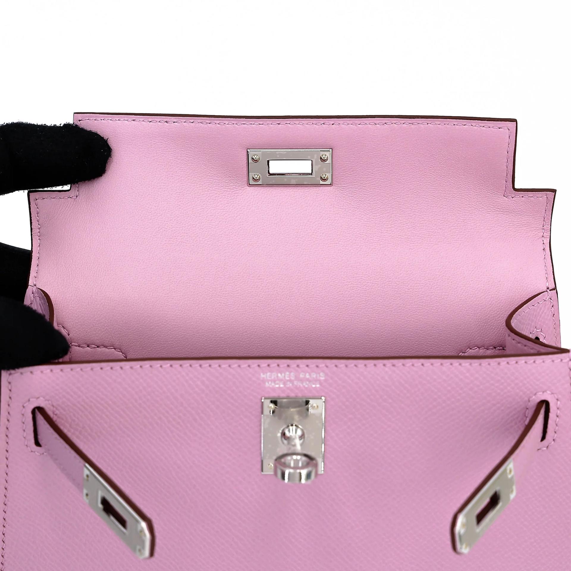 Brand New ( Rank N ) HERMÈS Mini Kelly II Mauve Sylvestre (X9) Epsom Palladium hardware G (2026) - 12