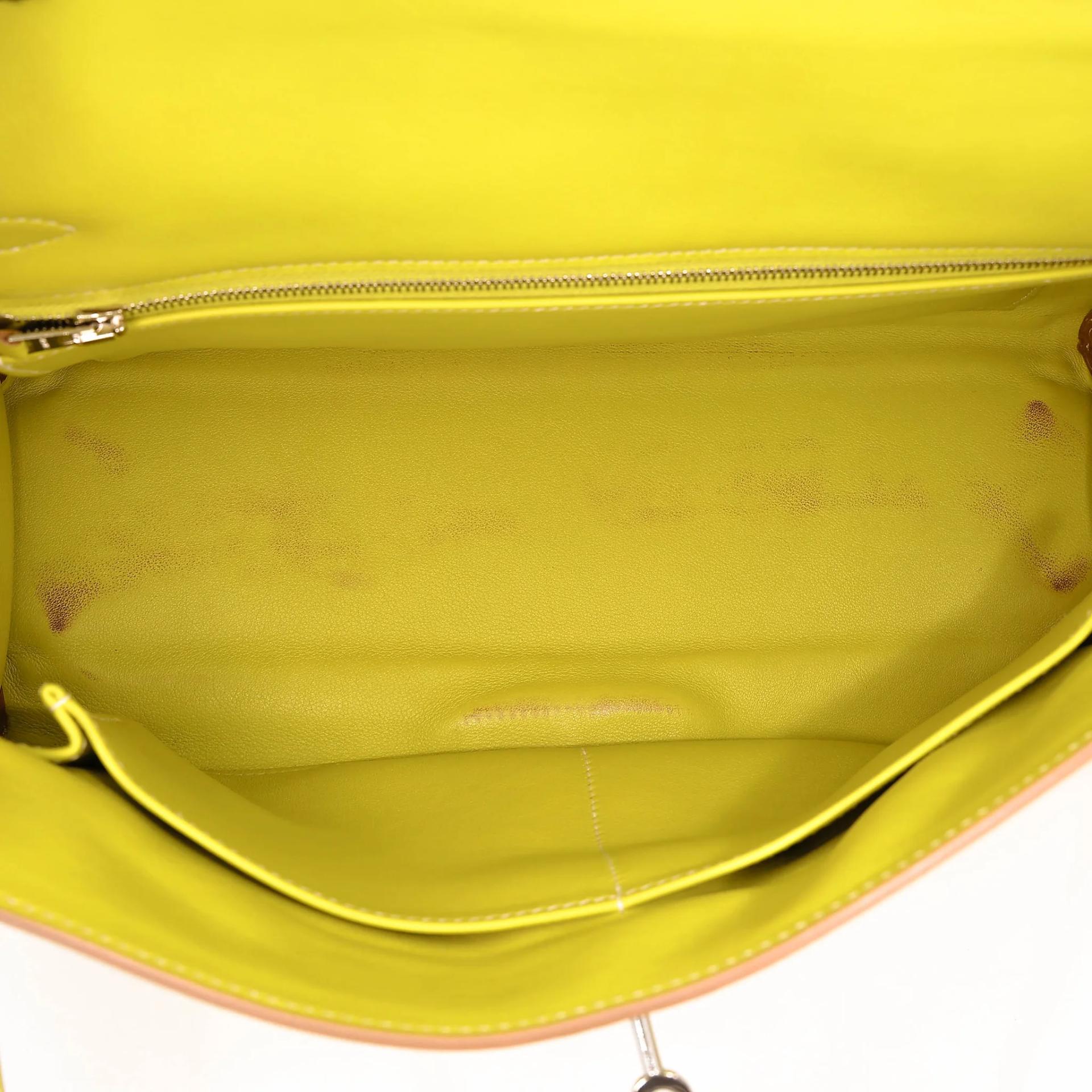 Excellent ( Rank SA ) HERMÈS Kelly Lakis 32 Lime (9R) Swift Palladium hardware Square O (2011) - 29