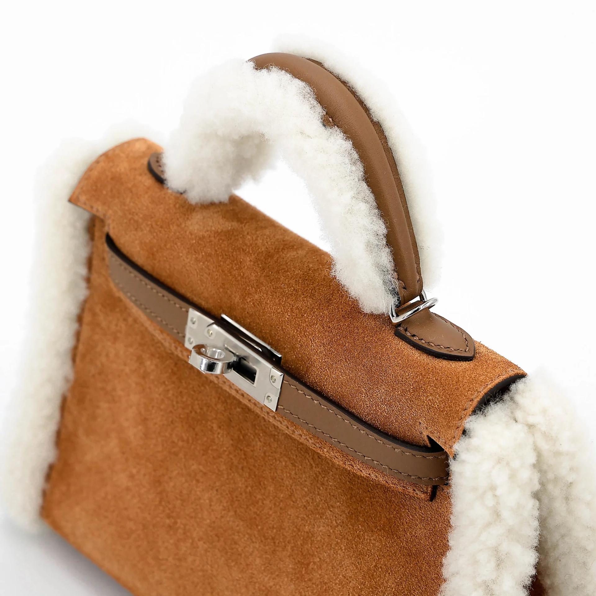 Unused ( Rank NS ) HERMÈS Limited Edition Mini Kelly II Teddy Alezan (3G) Swift Grizzly Palladium hardware W (2024) - 3