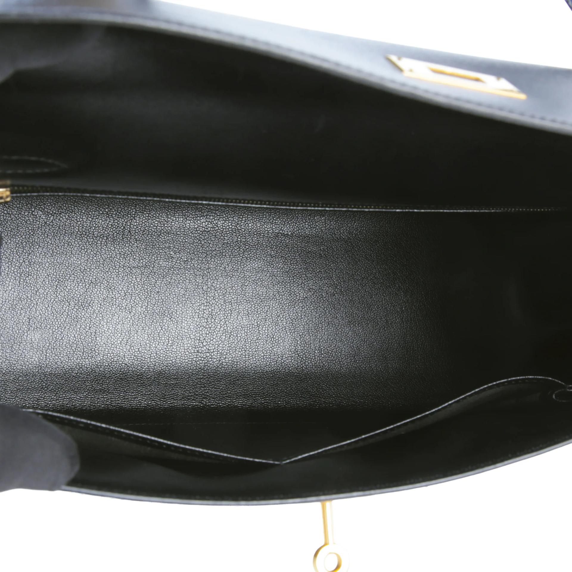ランク A HERMÈS エルメス ケリー32 セリエ ブラック (89) ボックスカーフ ゴールド金具 □D刻印 (2000) - 11