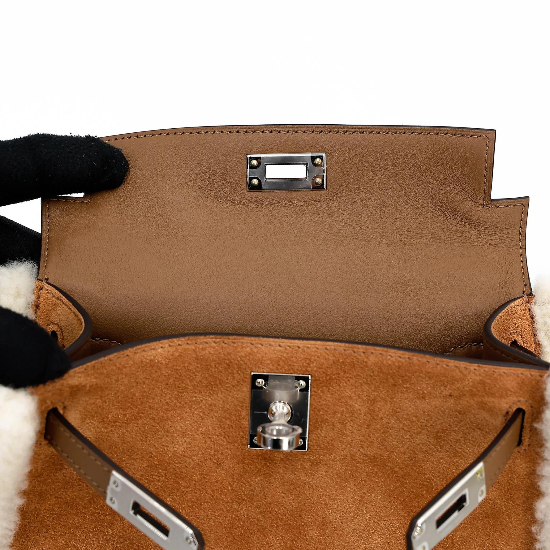 Unused ( Rank NS ) HERMÈS Limited Edition Mini Kelly II Teddy Alezan (3G) Swift Grizzly Palladium hardware W (2024) - 12