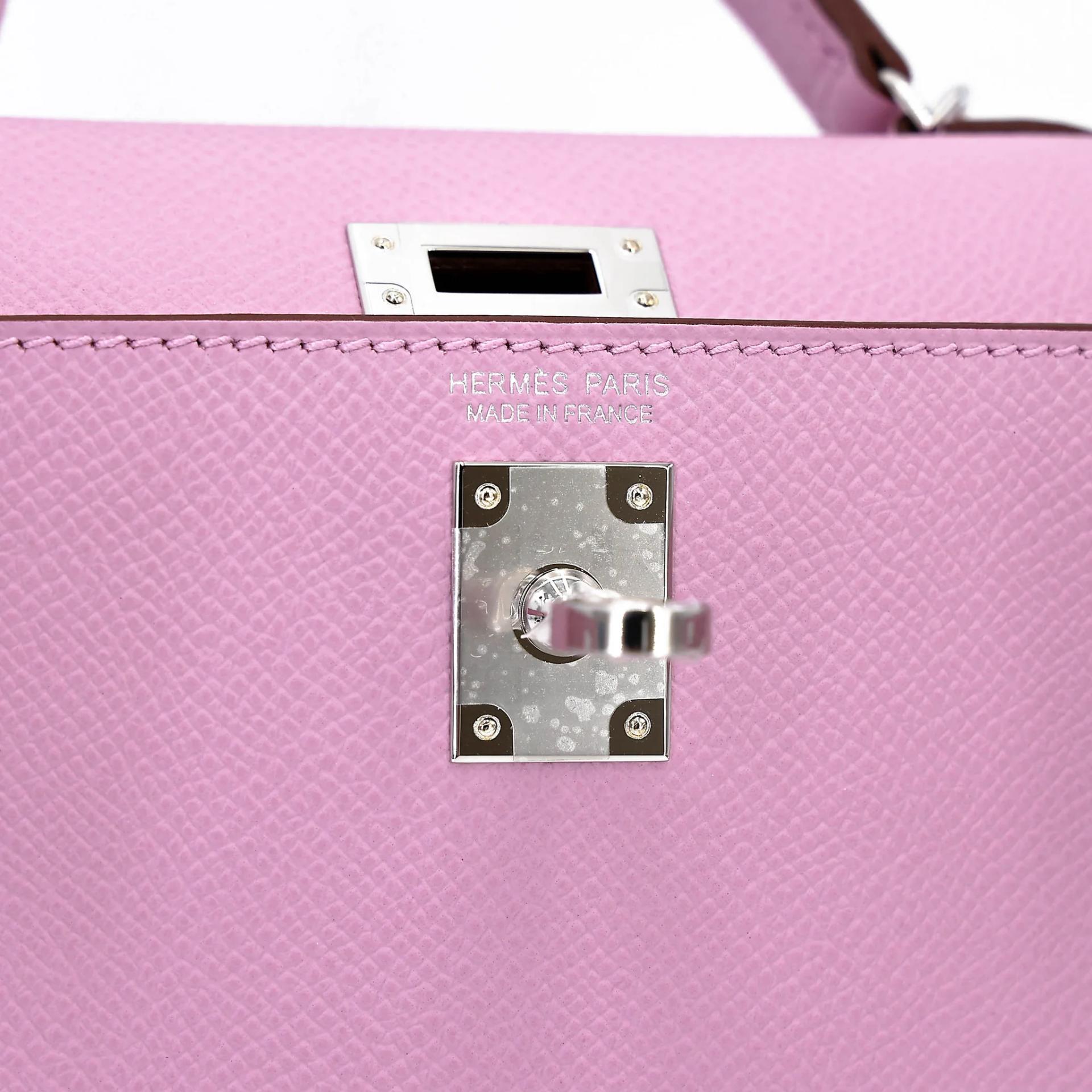Brand New ( Rank N ) HERMÈS Mini Kelly II Mauve Sylvestre (X9) Epsom Palladium hardware G (2026) - 13