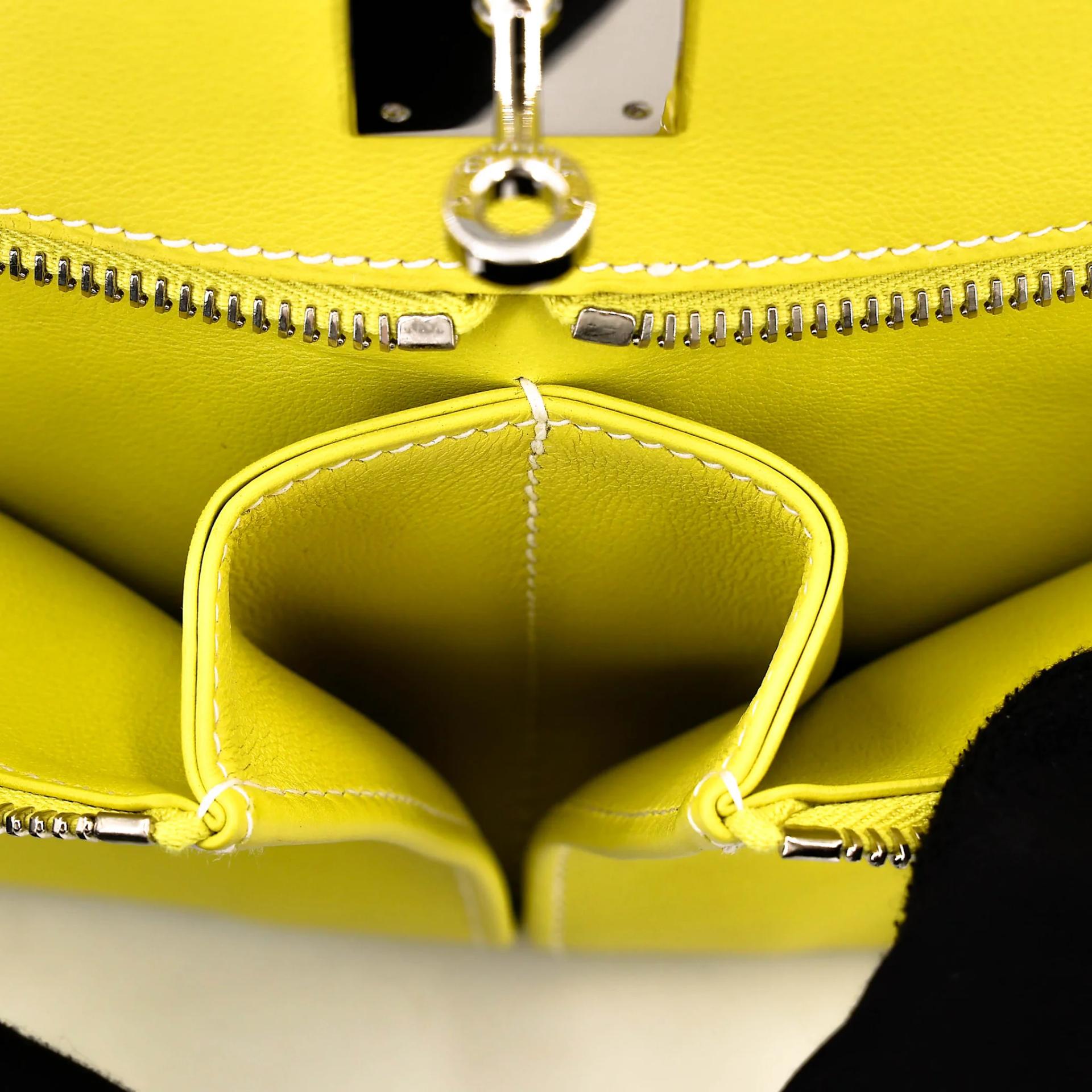 Excellent ( Rank SA ) HERMÈS Kelly Lakis 32 Lime (9R) Swift Palladium hardware Square O (2011) - 13