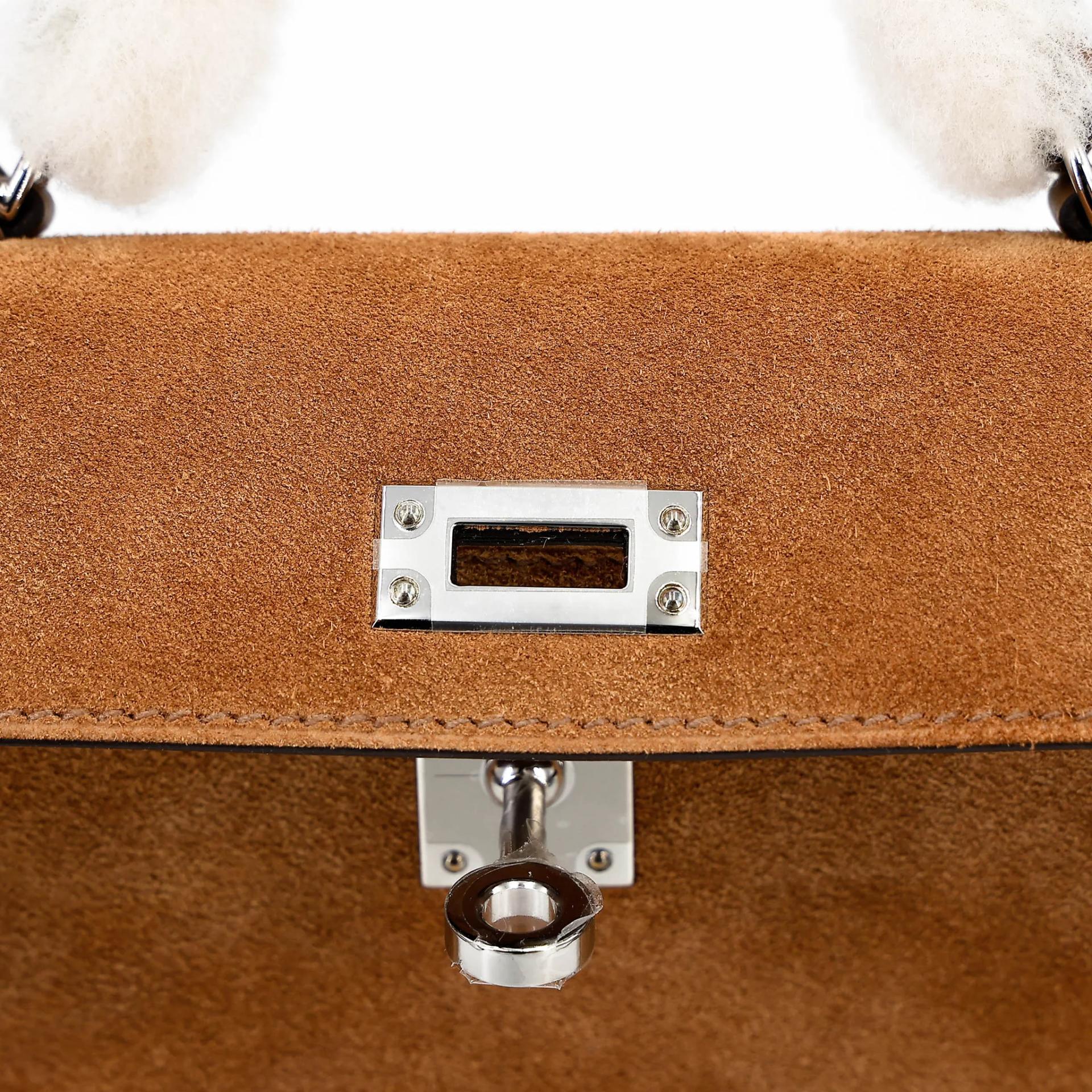 Unused ( Rank NS ) HERMÈS Limited Edition Mini Kelly II Teddy Alezan (3G) Swift Grizzly Palladium hardware W (2024) - 10