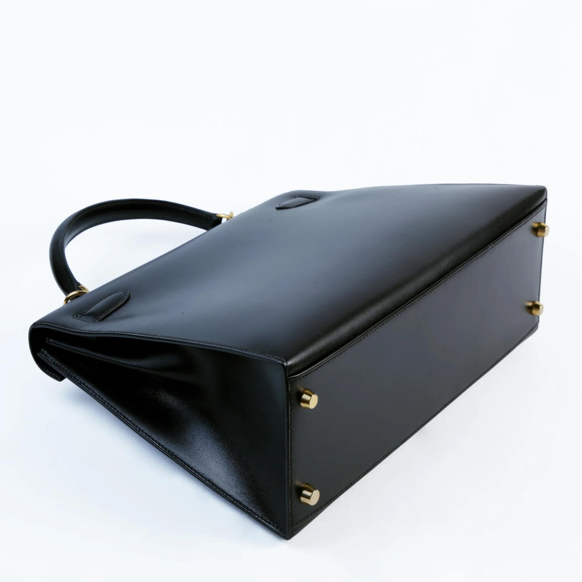 ランク A HERMÈS エルメス ケリー32 セリエ ブラック (89) ボックスカーフ ゴールド金具 □D刻印 (2000) - 6